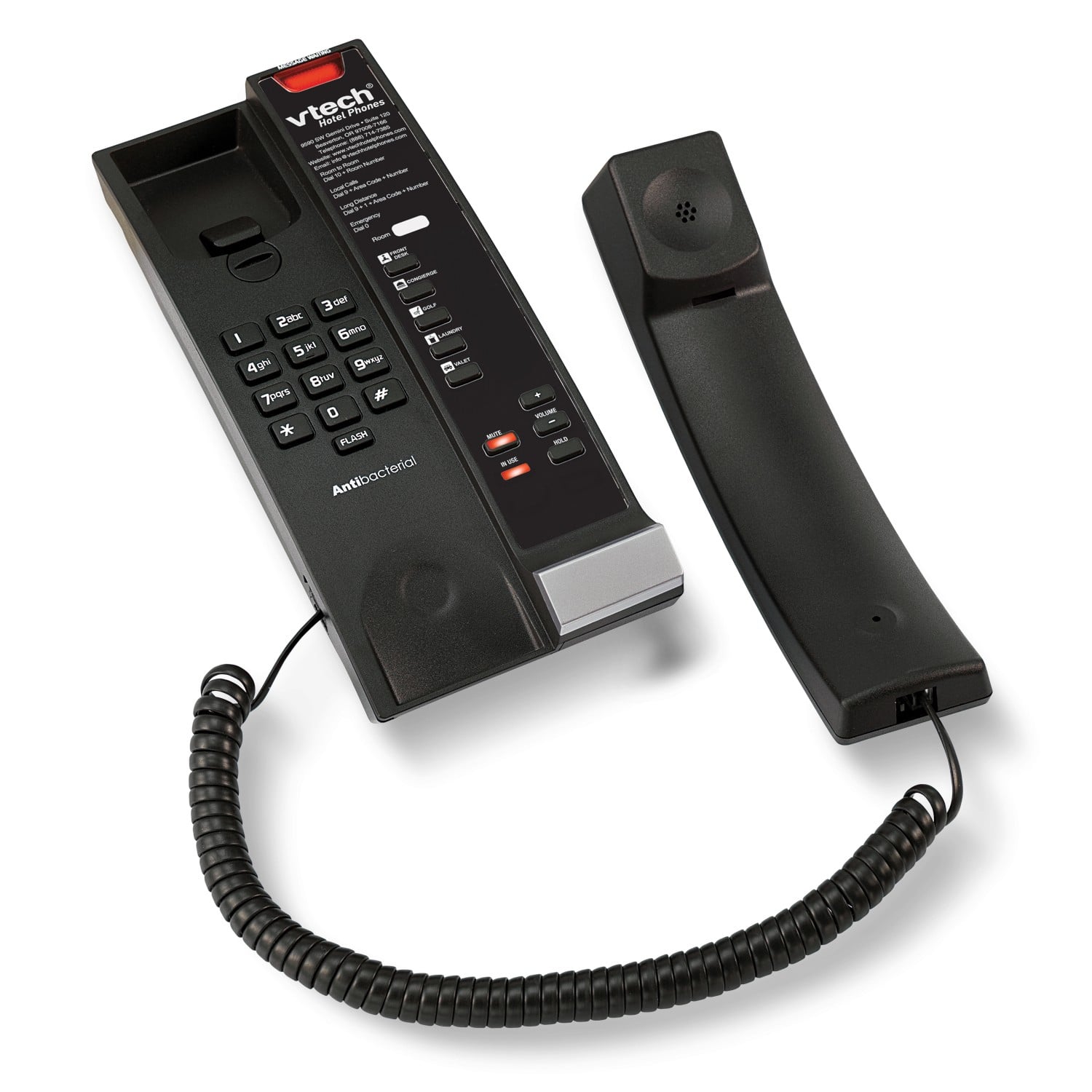 Image of 1-Line Contemporary Analog Petite Phone | A2211 Silver & Black