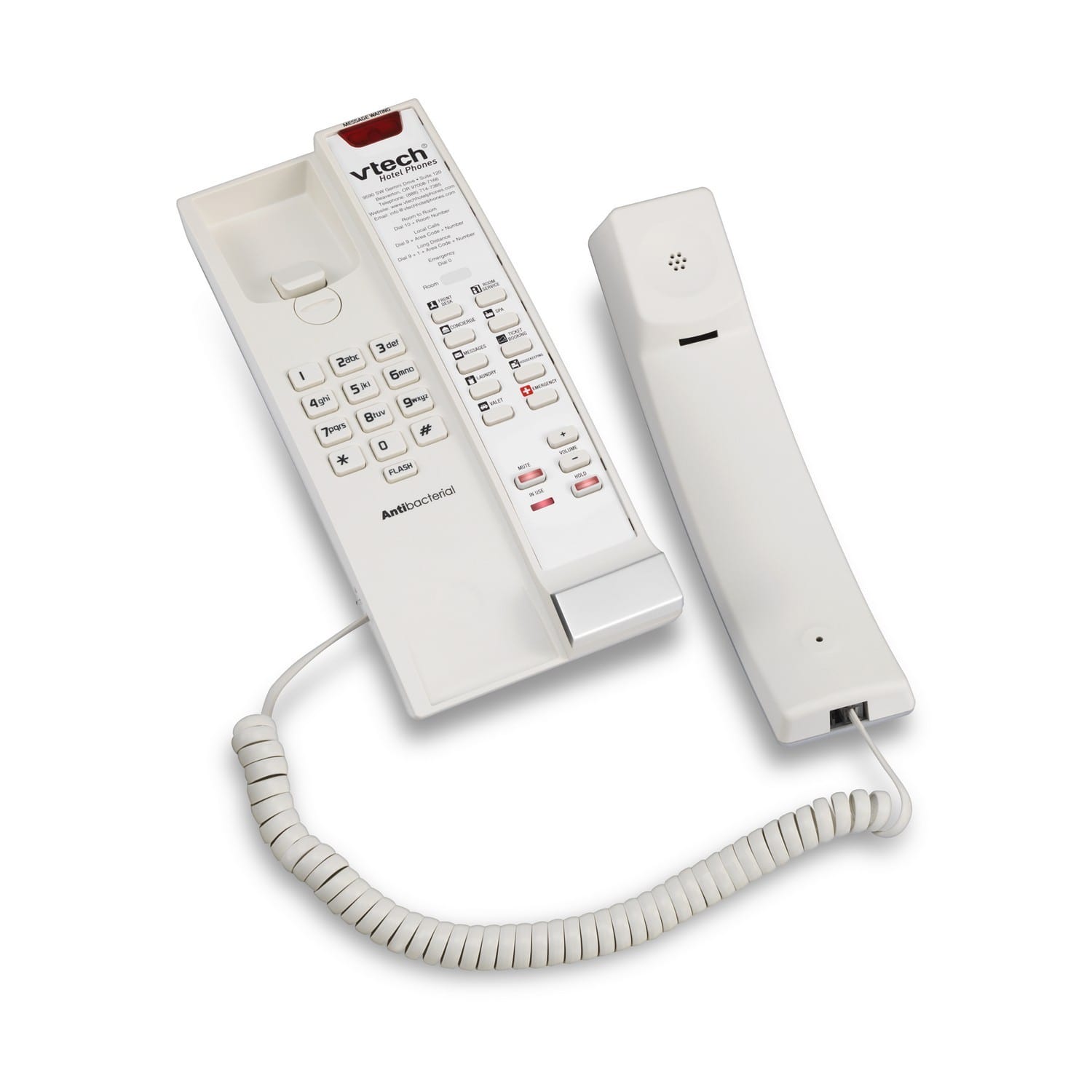 Image of 1-Line Contemporary Analog Petite Phone | A2211 Silver & Pearl