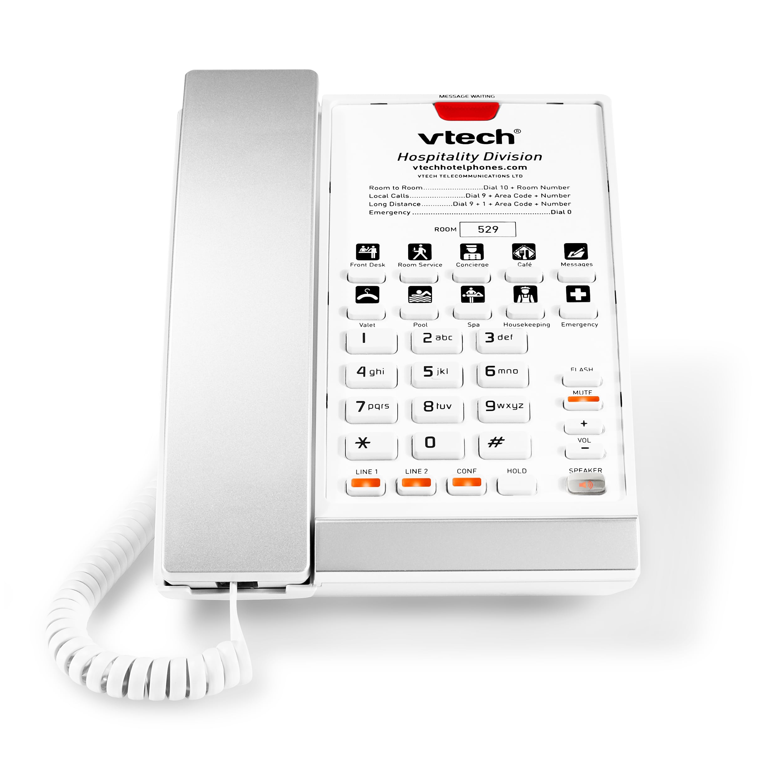 Image of 2-Line Contemporary Analog Corded Phone | A2220 L2 Silver & Pearl