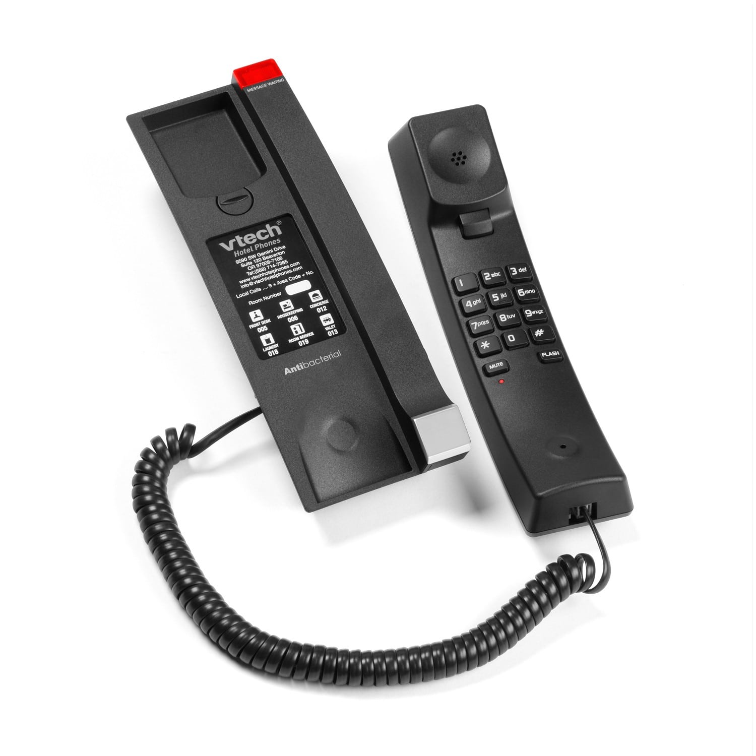 Image of 1-Line Contemporary Analog TrimStyle Phone | A2310 Silver & Black