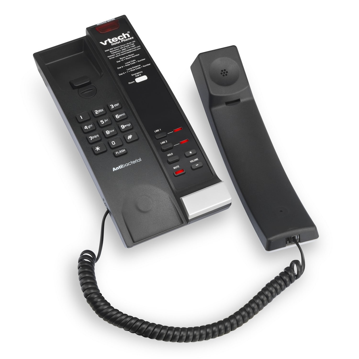 Image of 2-Line Contemporary Analog Corded TrimStyle Phone | A2321 Silver & Black