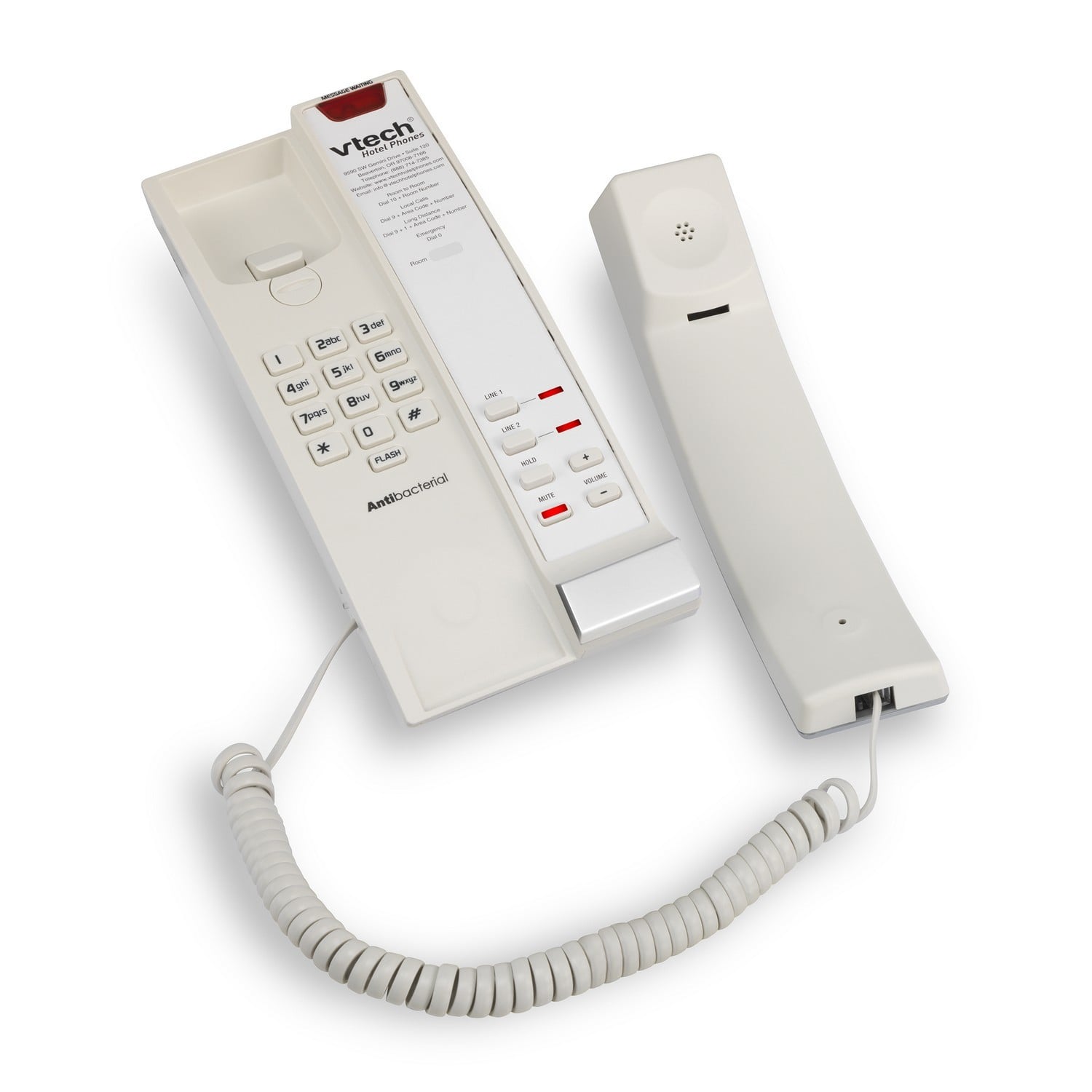 Image of 2-Line Contemporary Analog Corded TrimStyle Phone | A2321 Silver & Pearl