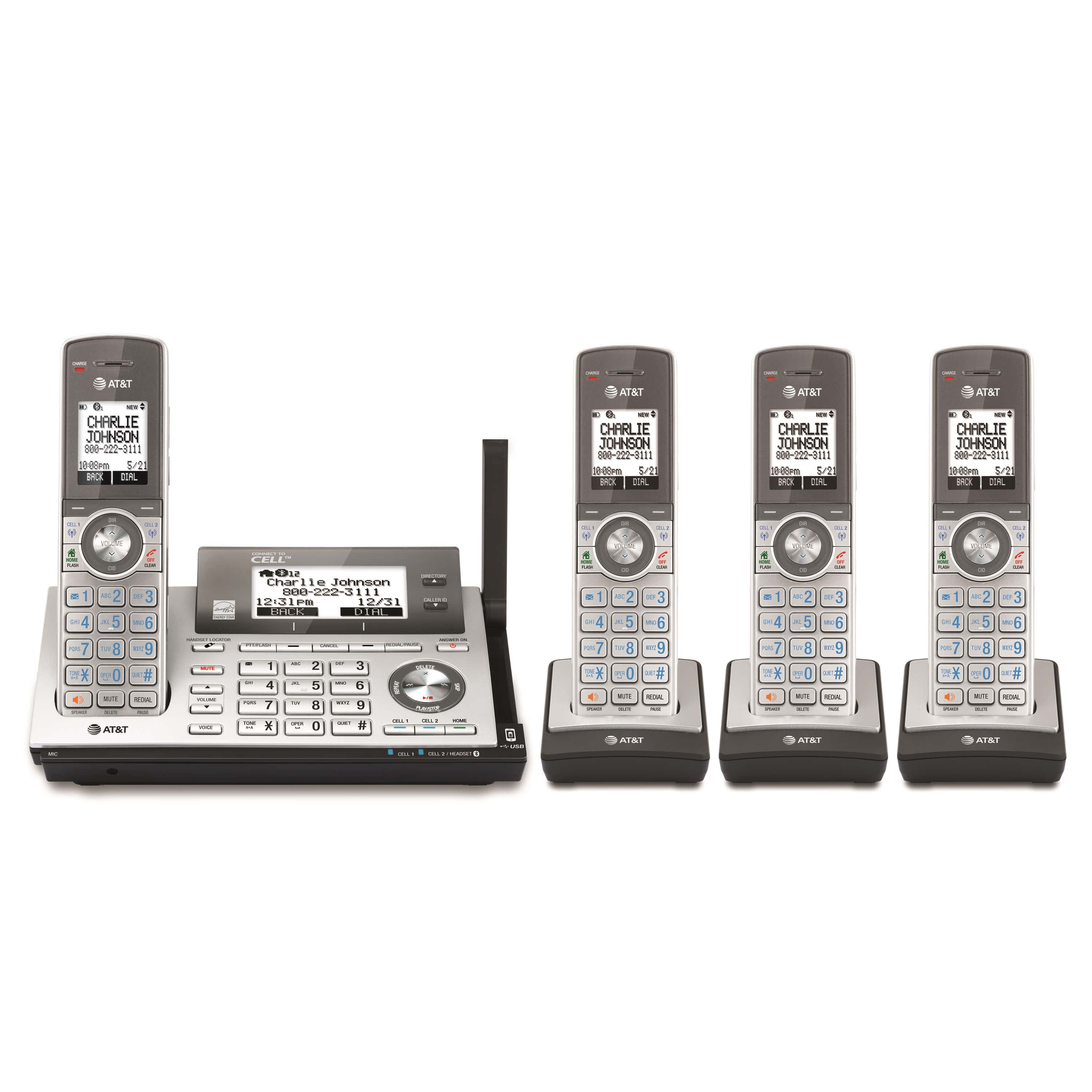 4 handset Connect to Cell™ answering system with caller ID/call waiting