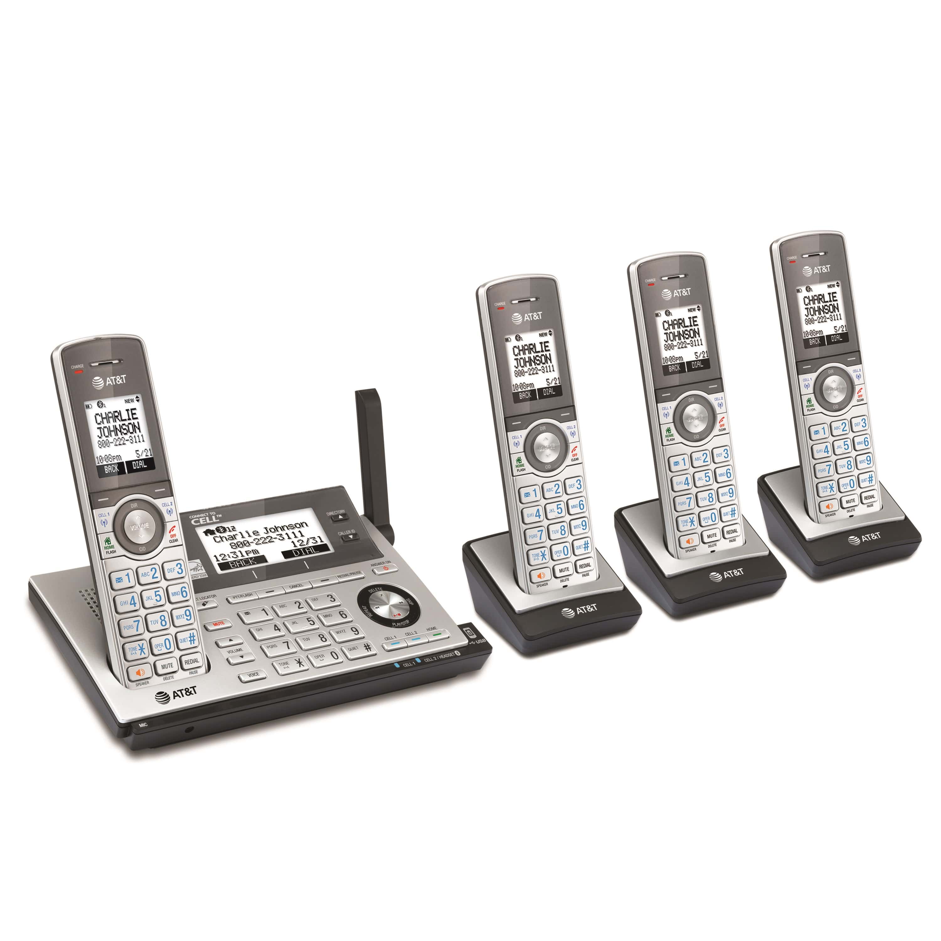 4 handset Connect to Cell™ answering system with caller ID/call waiting