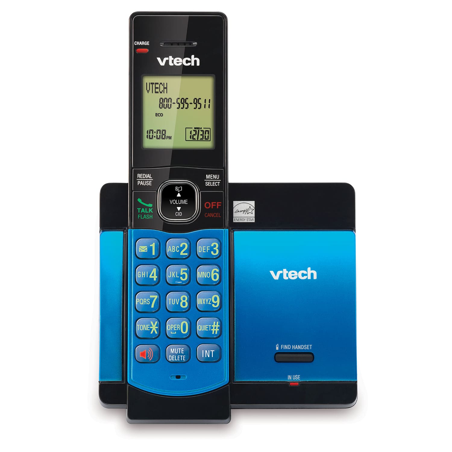 Blue Cordless Phone with Caller ID/Call Waiting - view 1