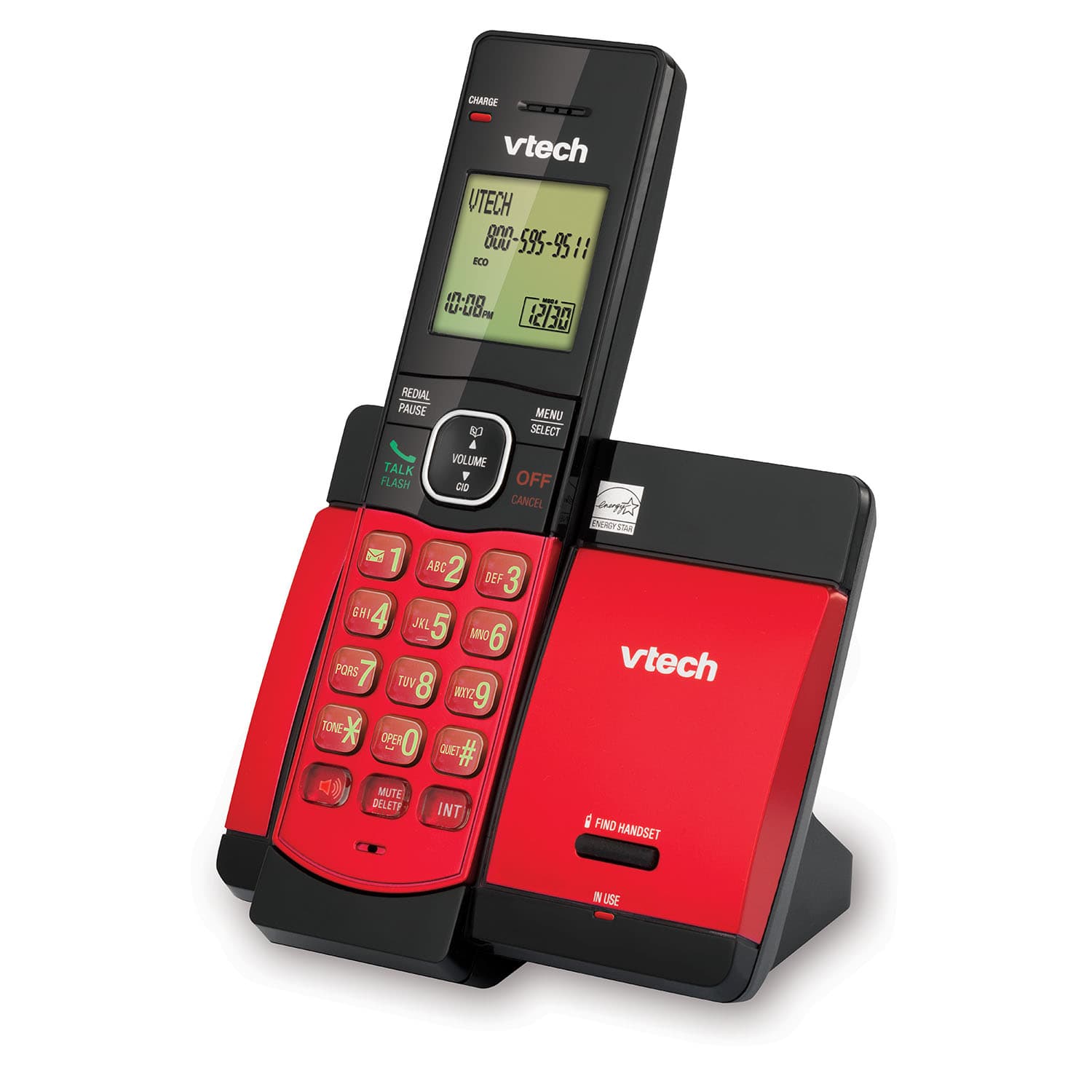 Red Cordless Phone with Caller ID/Call Waiting