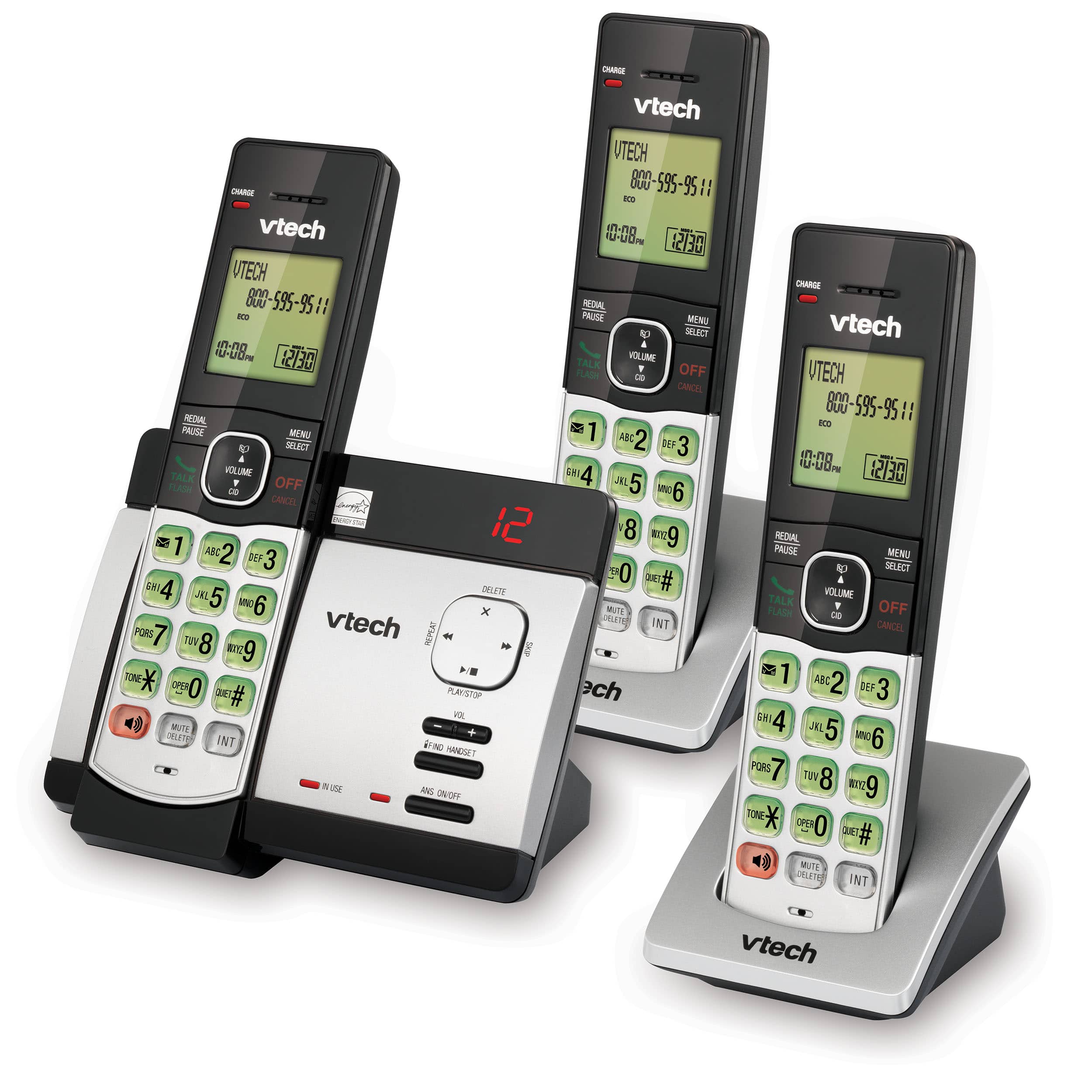 3 Handset Cordless Phone System with Caller ID/Call Waiting - view 2