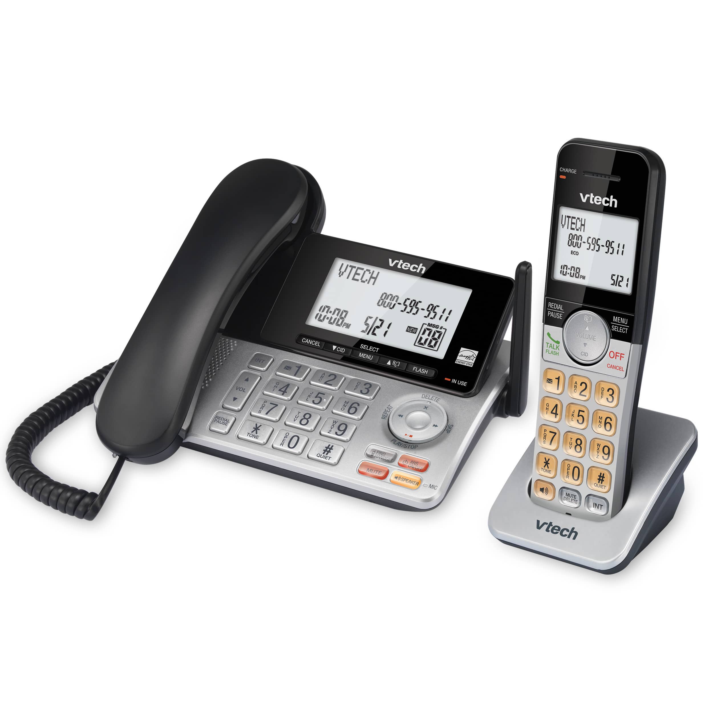 Extended Range DECT 6.0 Expandable Corded & Cordless Phone with Answering System, CS5249