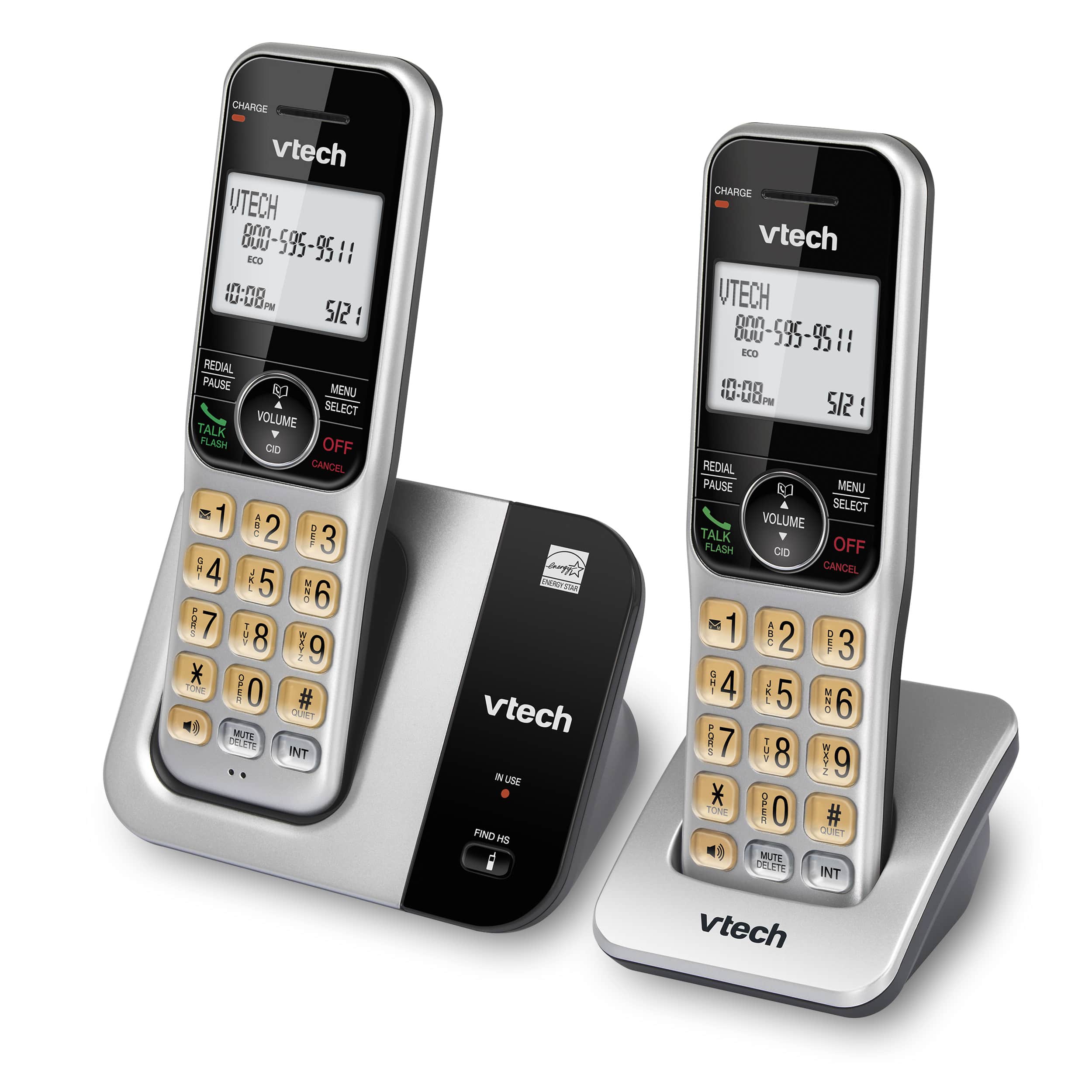 VTech CS5119-2 DECT 6.0 Expandable Cordless Phone System Gray