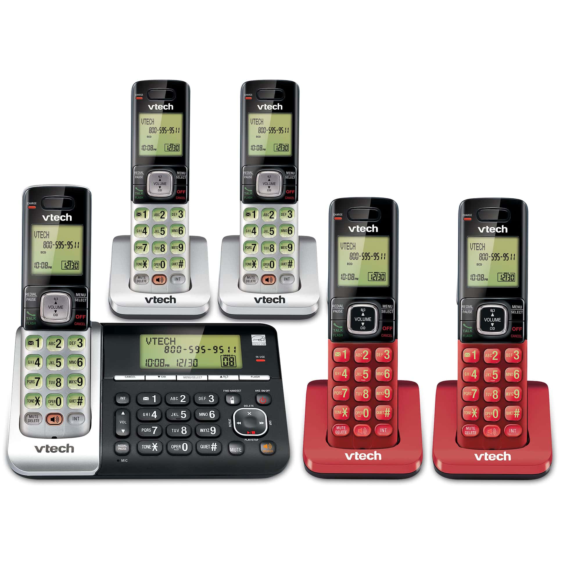 5 Handset Phone System with Dual Caller ID Call Waiting - view 1