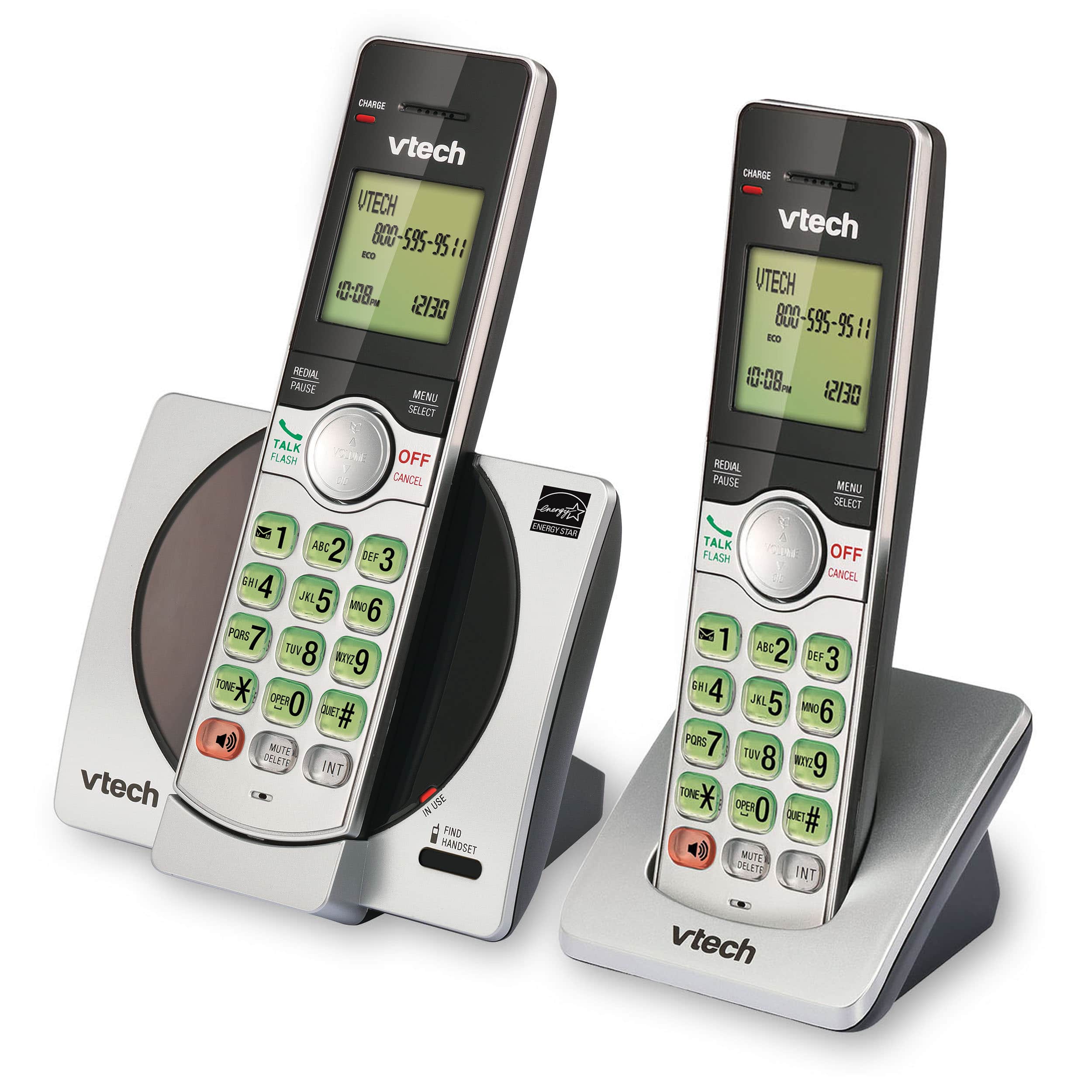 VTech Cordless Phone System w/ Caller ID Call Waiting DECT 6.0 Silver CS6919 ™ 