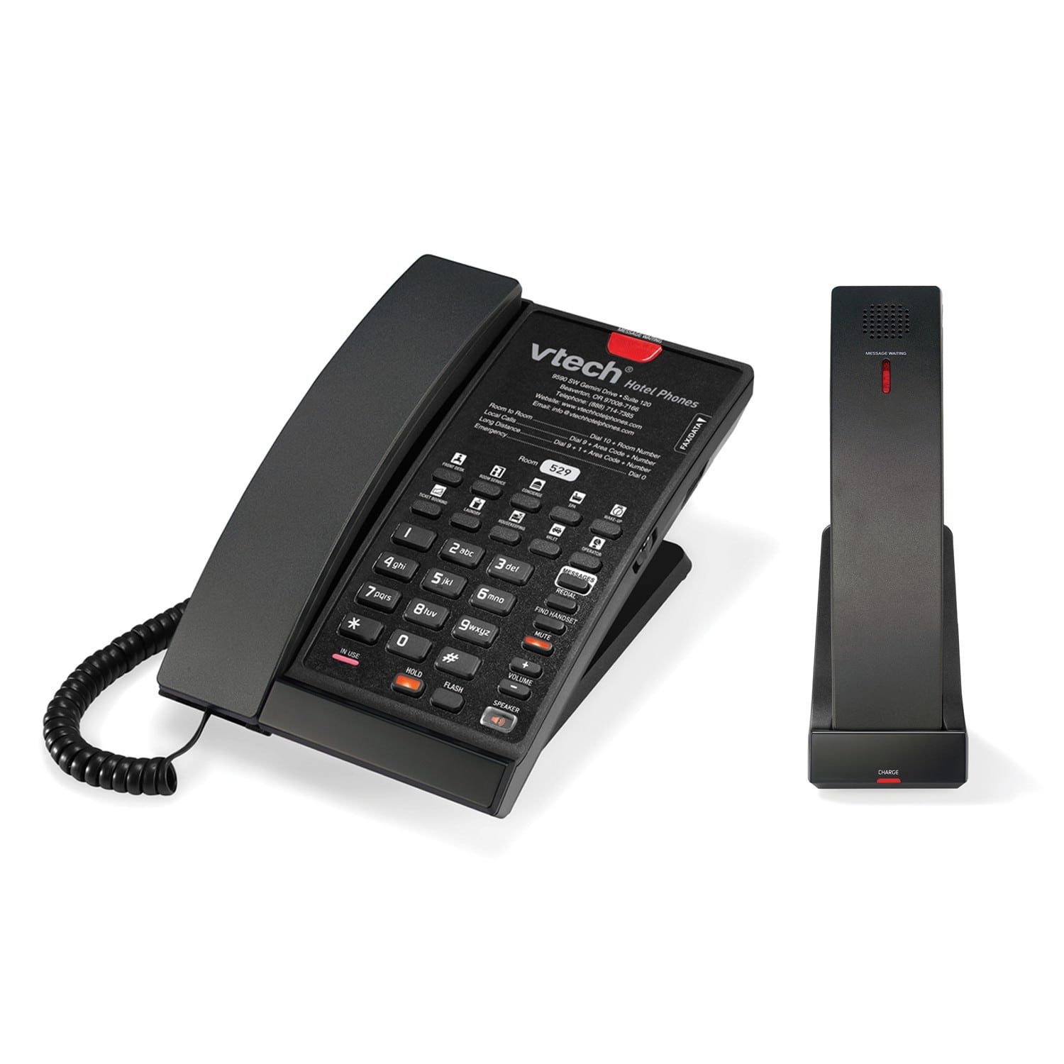 Image of Contemporary Analog Master Corded-Cordless Phone with Accessory Handset | CTM-A2510-USB Matte Black