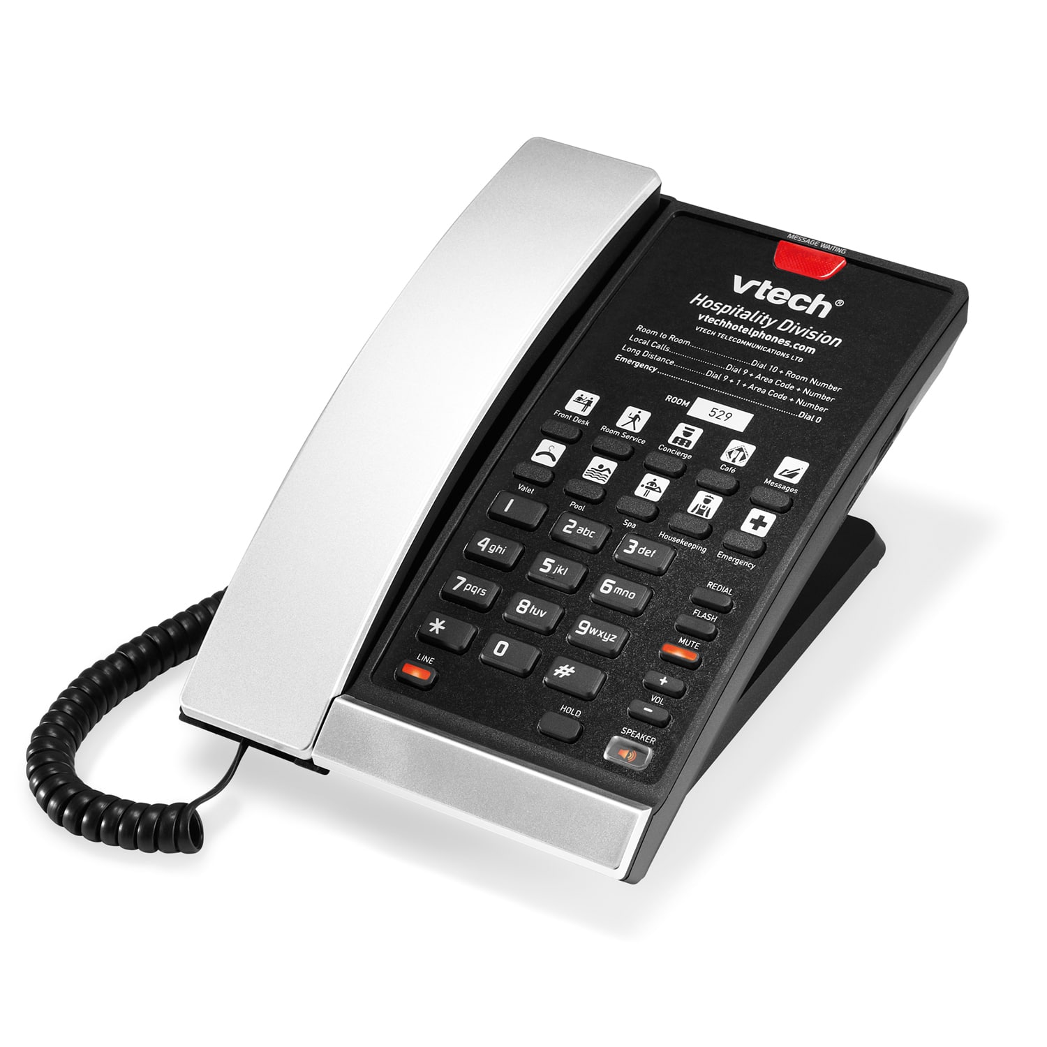 Image of 1-Line Contemporary SIP Corded Phone | CTM-S2212 Silver & Black