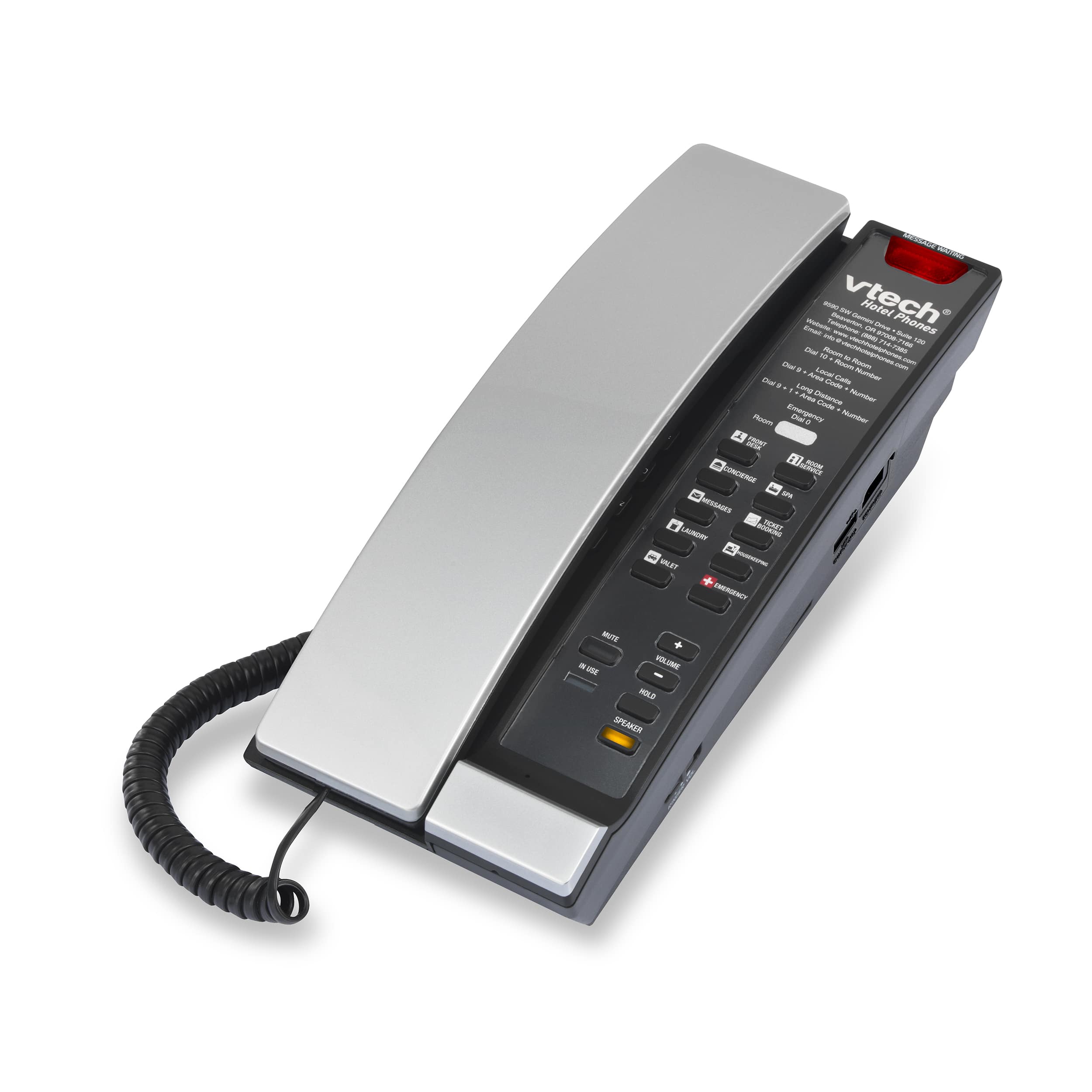 Image of 1-Line Contemporary SIP Corded Petite Phone | CTM-S2213 Silver & Black