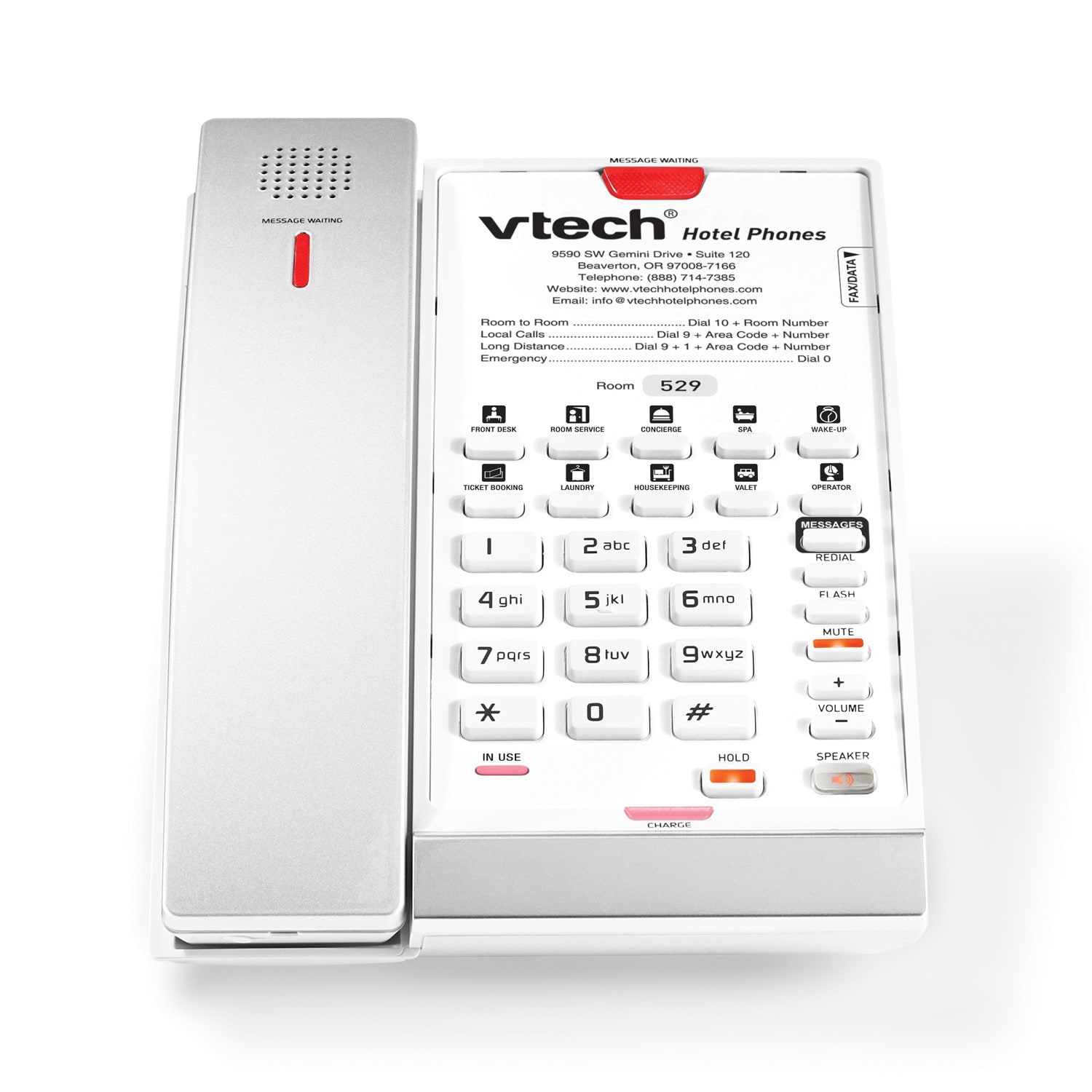 Image of 1-Line Contemporary Analog Cordless Phone with Battery Backup | CTM-A2411-BATT Silver & Pearl
