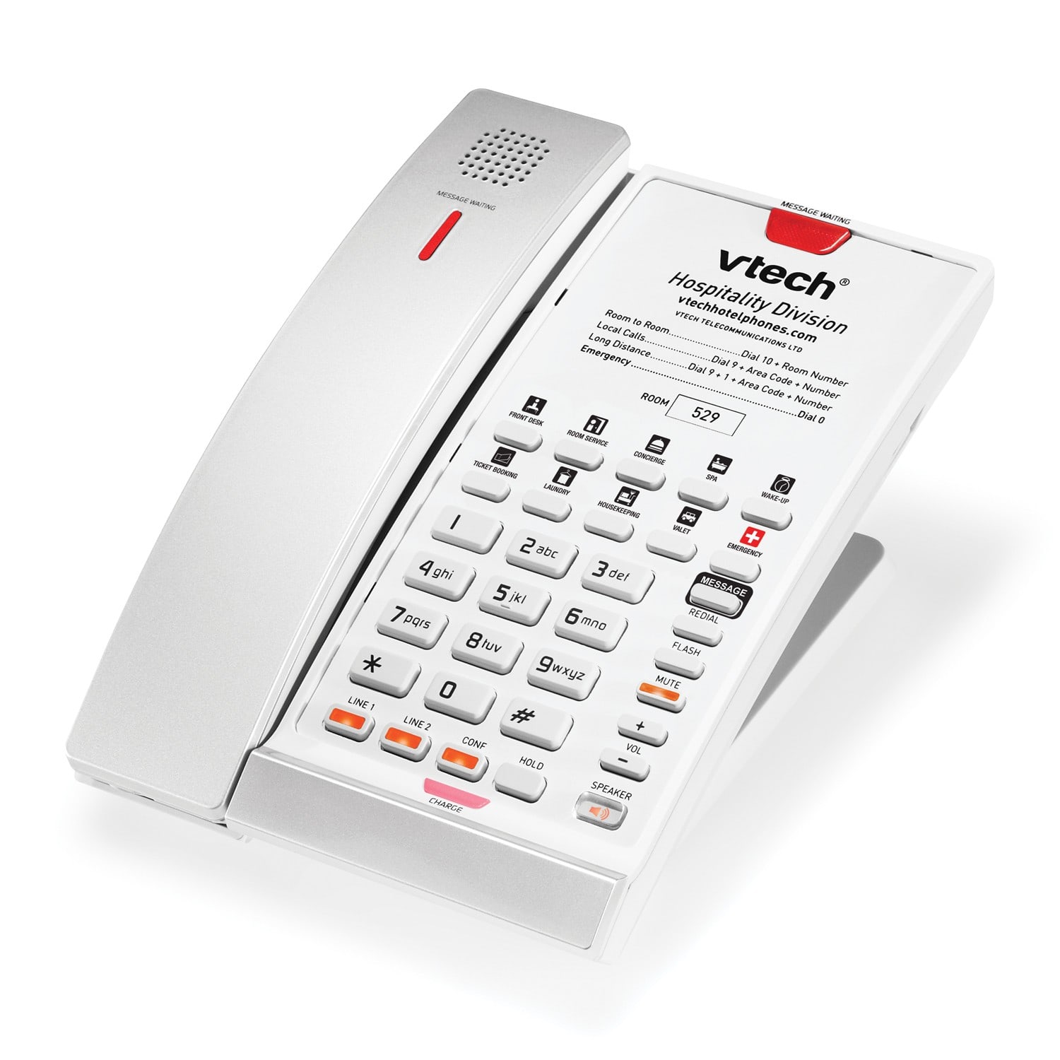 Image of 2-Line Contemporary Analog Cordless Phone with Battery Backup | CTM-A2421-BATT Silver & Pearl