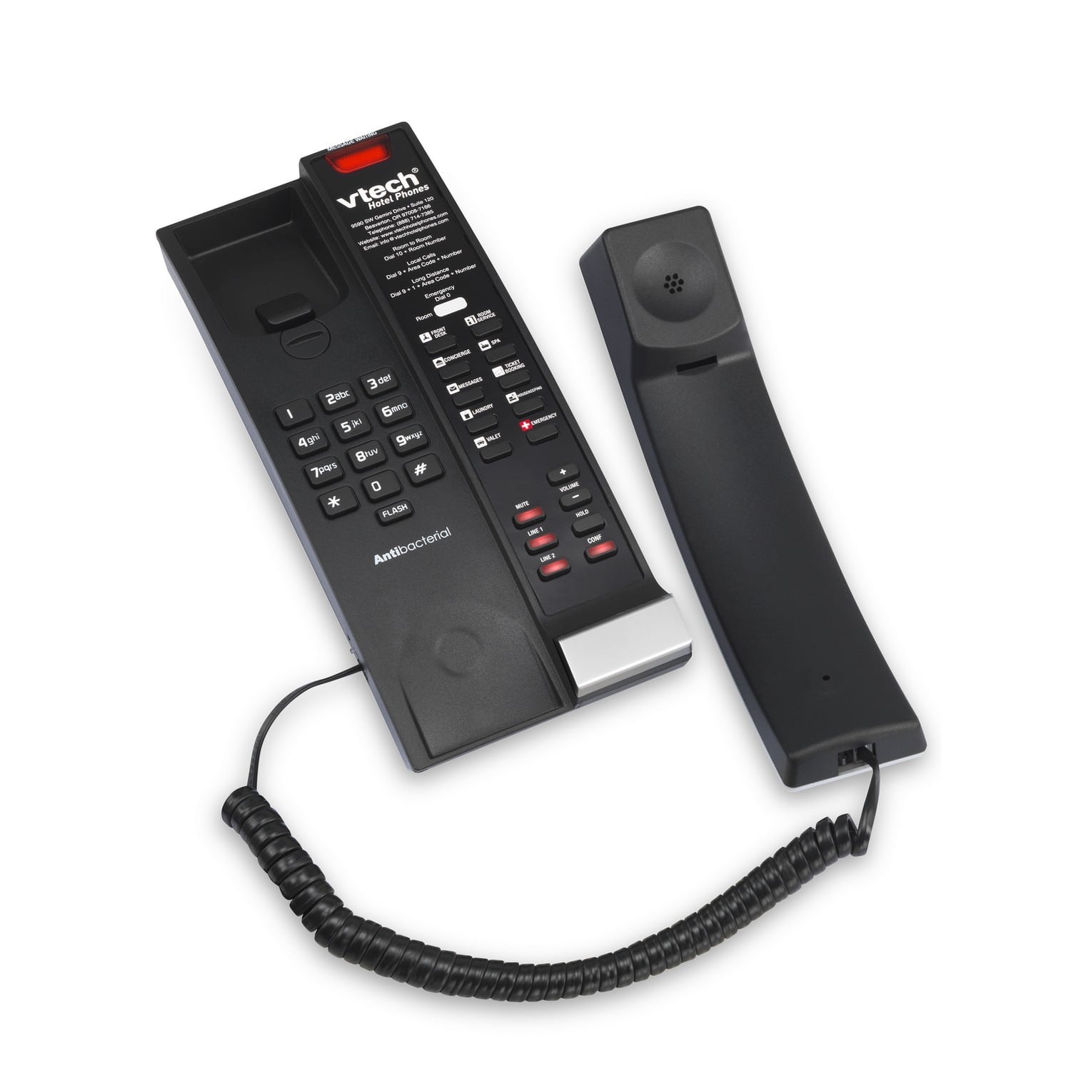 Image of 2-Line Contemporary SIP Accessory Petite Phone | CTM-S242P Silver & Black