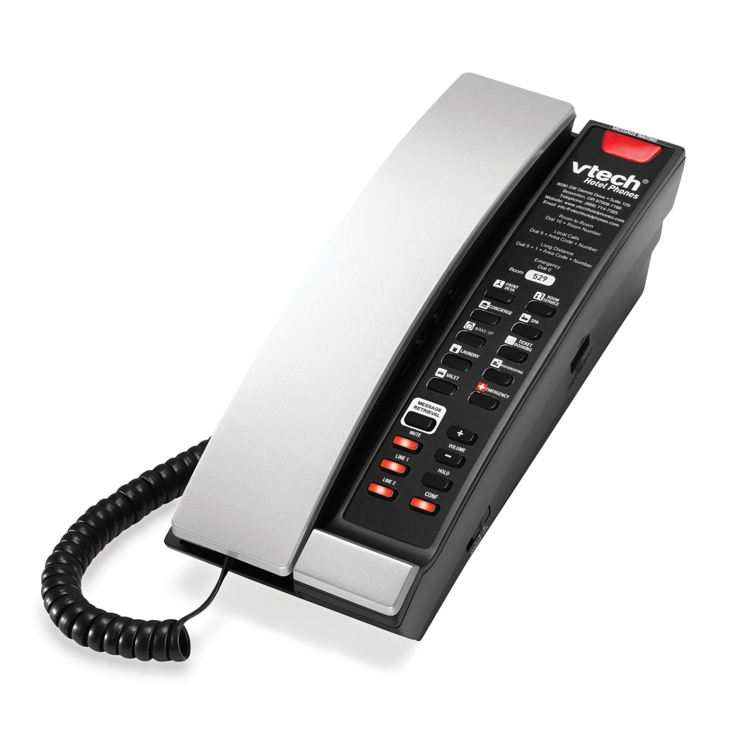 Image of 2-Line Contemporary SIP Accessory Petite Phone | CTM-S242P Silver & Black