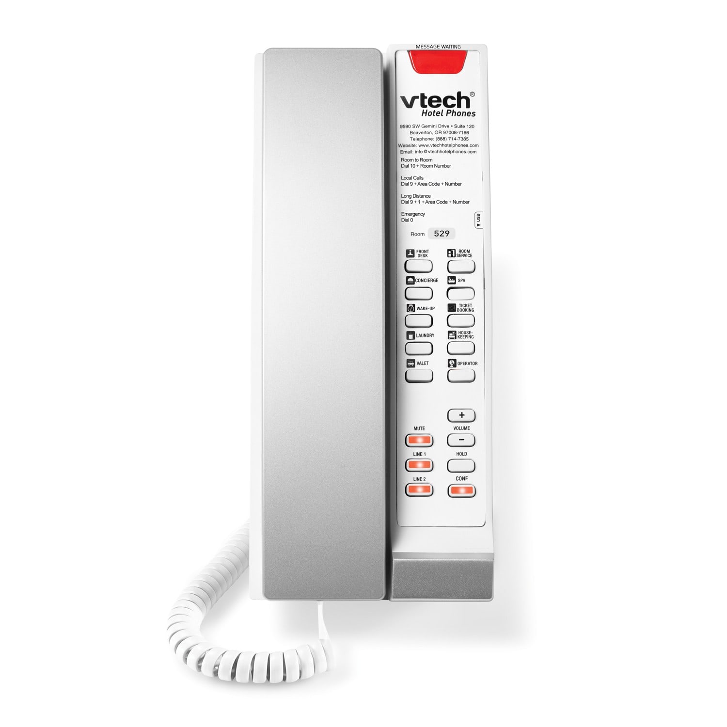 Image of 2-Line Contemporary SIP Accessory Petite Phone | CTM-S242P Silver & Pearl