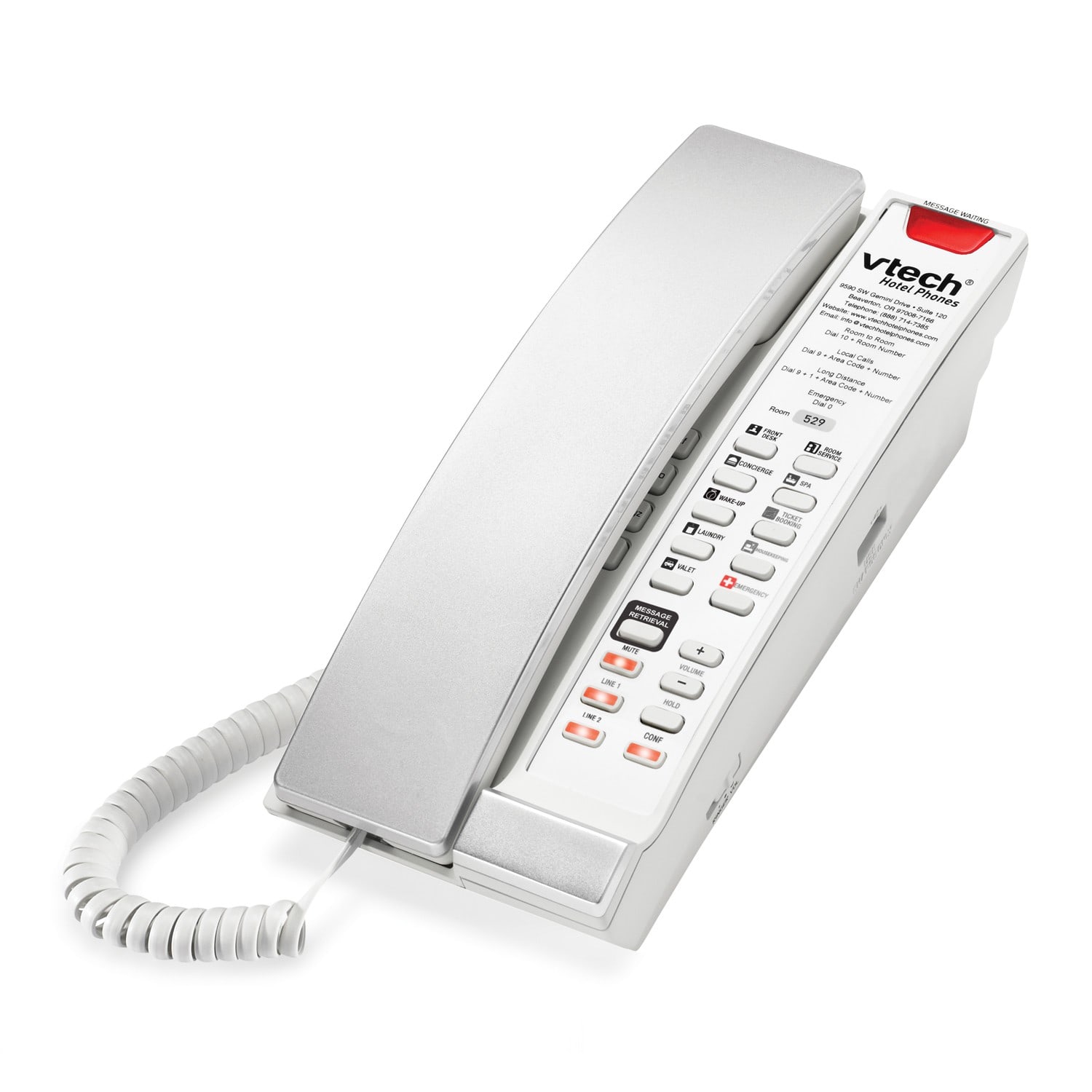 Image of 2-Line Contemporary SIP Accessory Petite Phone | CTM-S242P Silver & Pearl