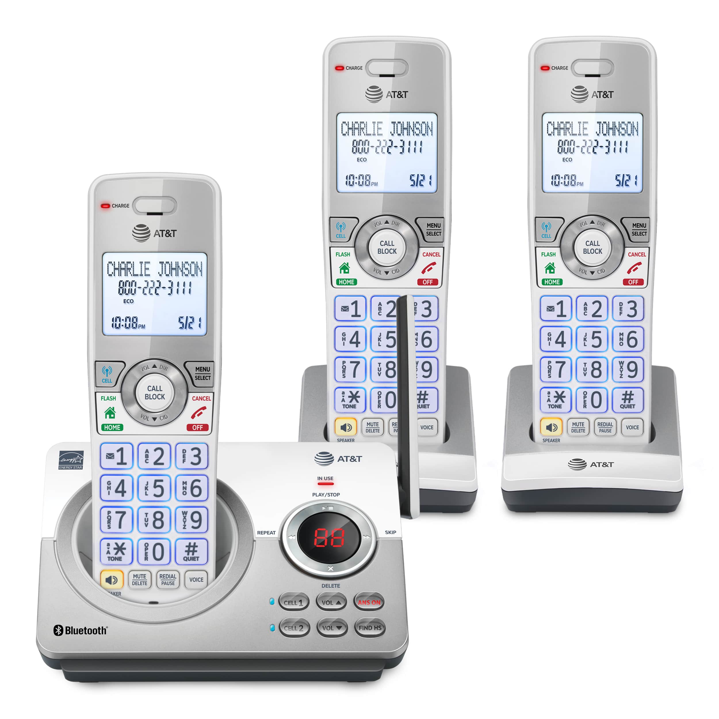3-Handset Expandable Cordless Phone with Unsurpassed Range, Bluetooth Connect to Cell™, Smart Call Blocker and Answering System - view 1
