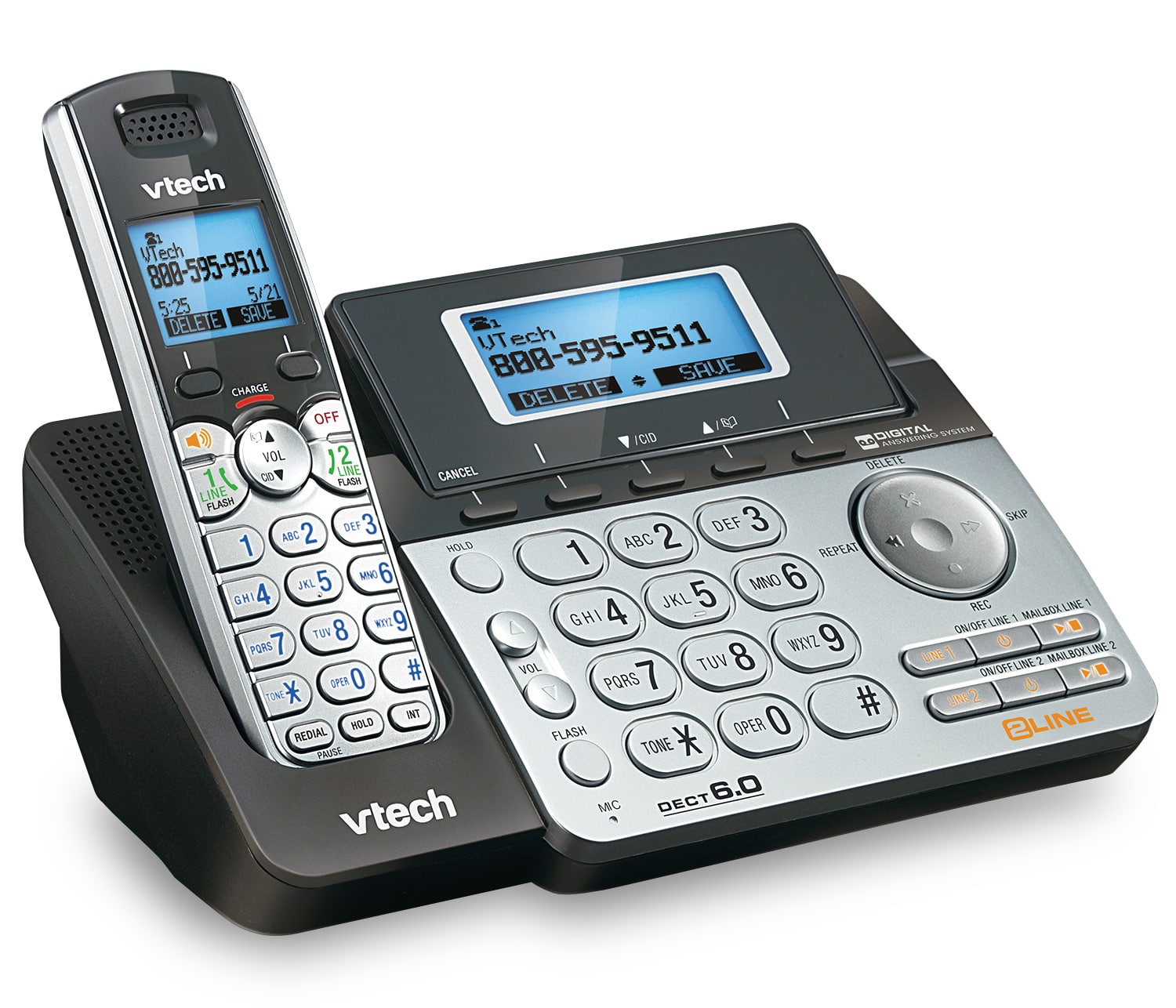 2-Line 4 Handset Answering System with Dual Caller ID/Call Waiting
