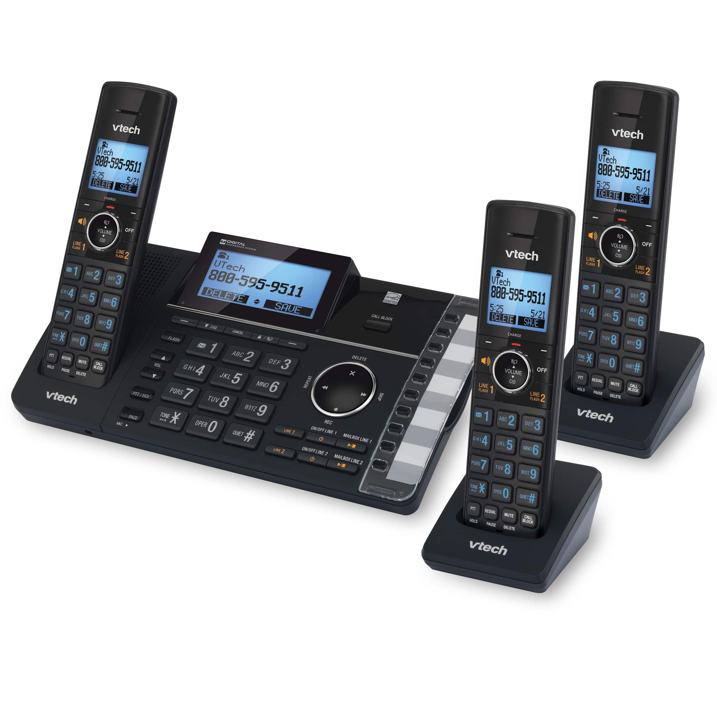 3 Handset 2-Line Cordless Answering System with Smart Call Blocker - view 2