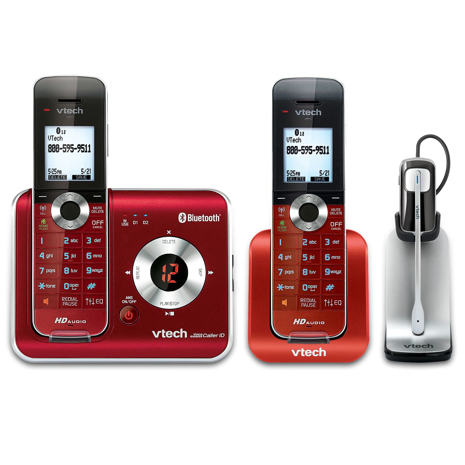 2 Handset Connect to Cell™ Phone System with Cordless Headset