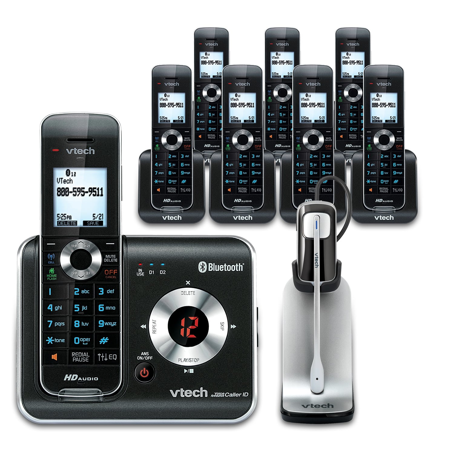 8 Handset Connect to Cell™ Phone System with Cordless Headset - view 1