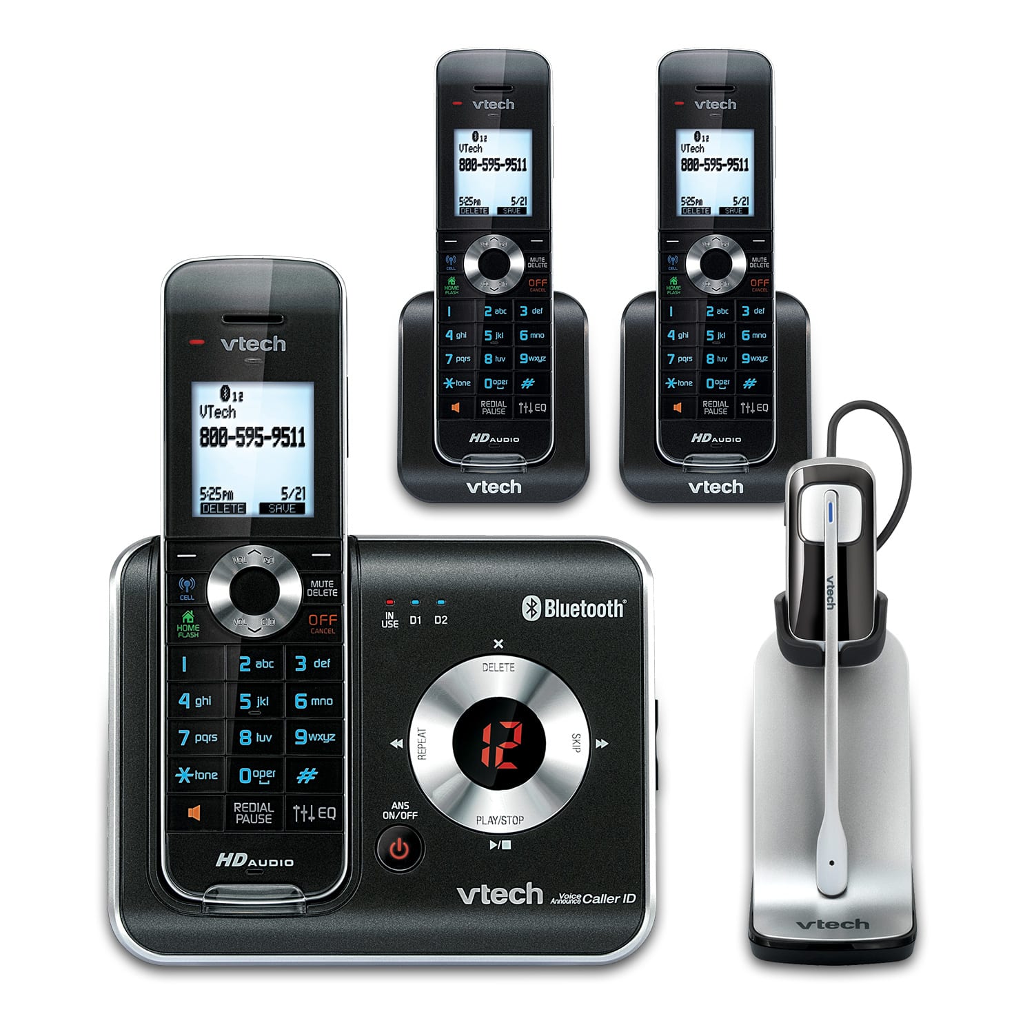 3 Handset Connect to Cell™ Phone System with Cordless Headset - view 1