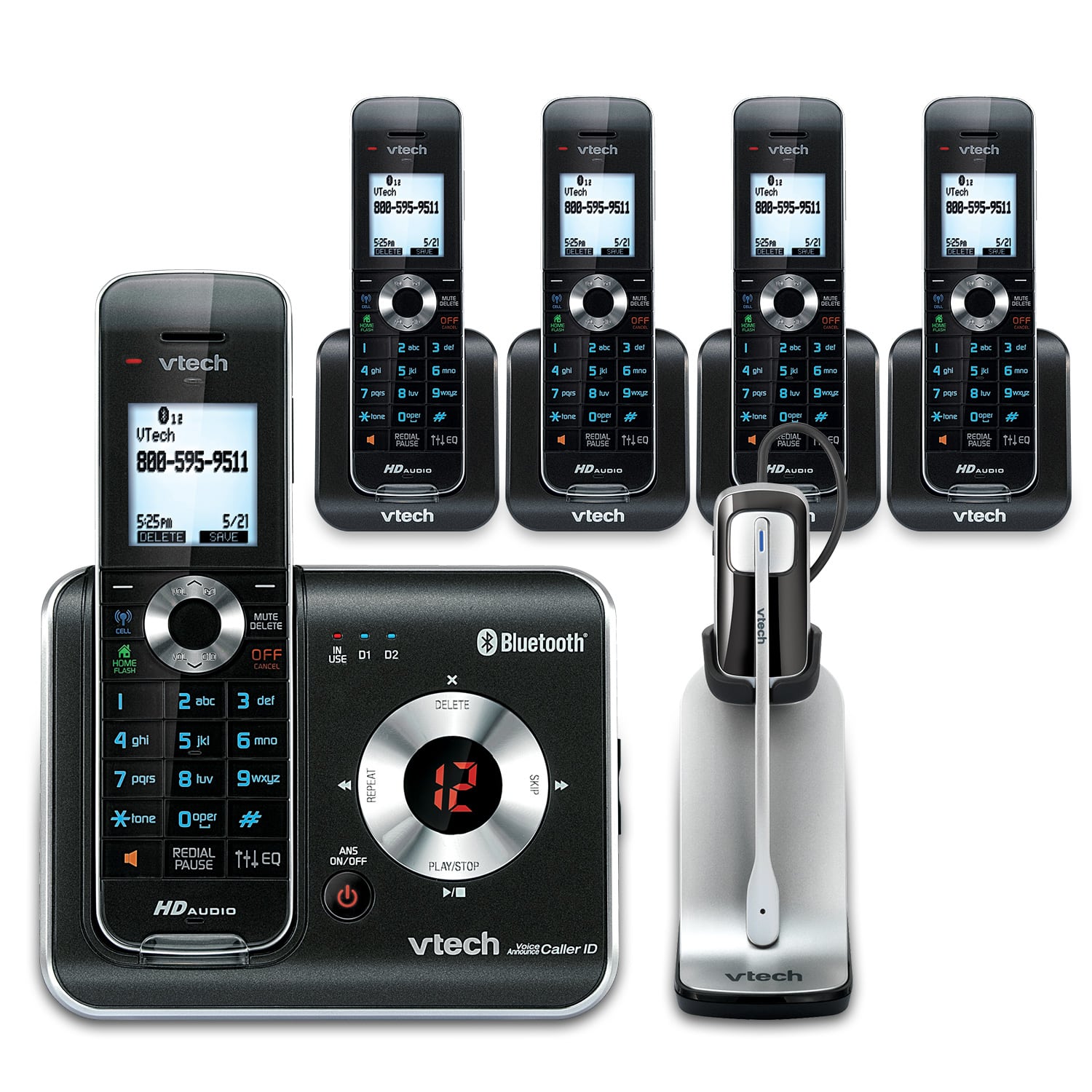 5 Handset Connect to Cell™ Phone System with Cordless Headset