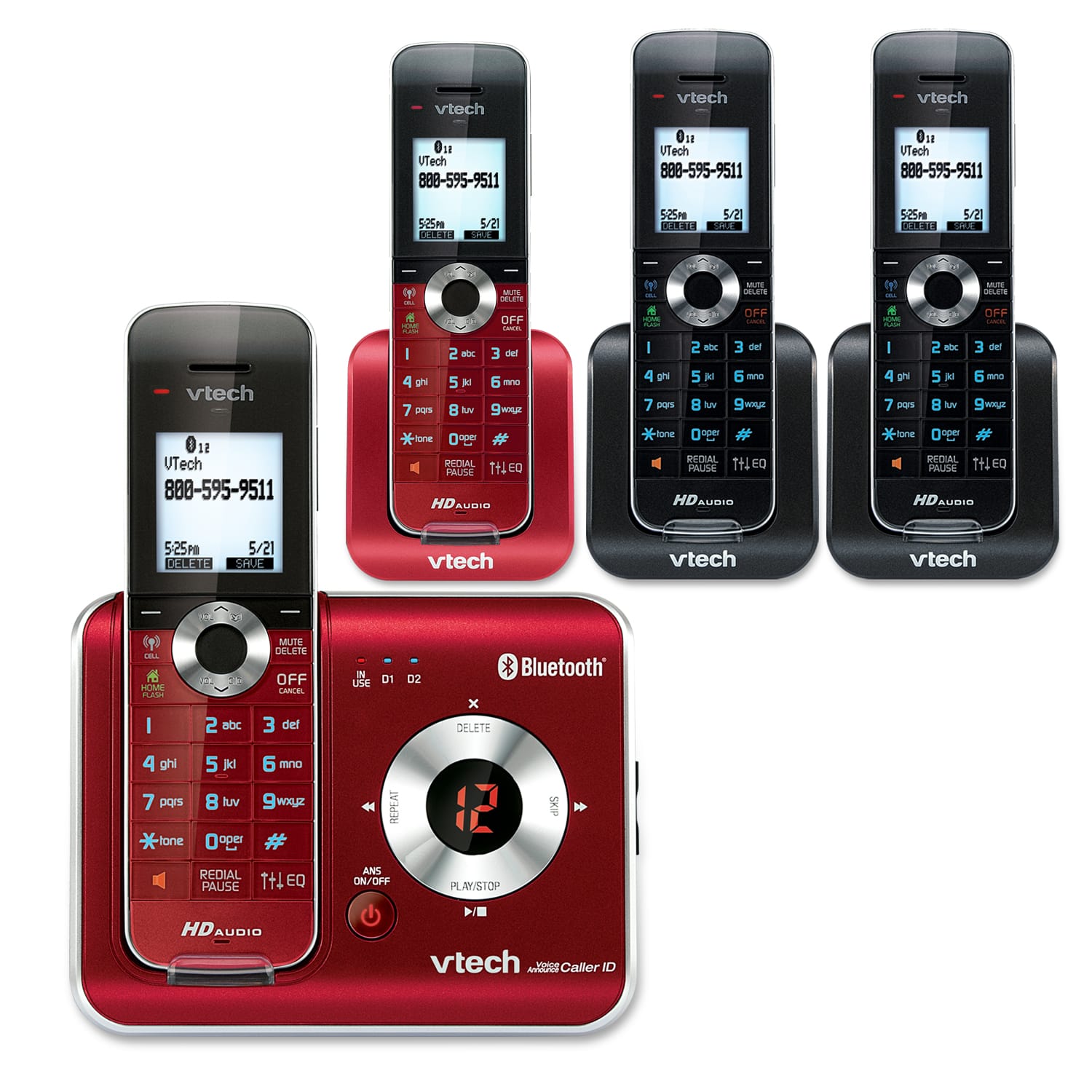 4 Handset Connect to Cell™ Answering System with Caller ID/Call Waiting - view 1