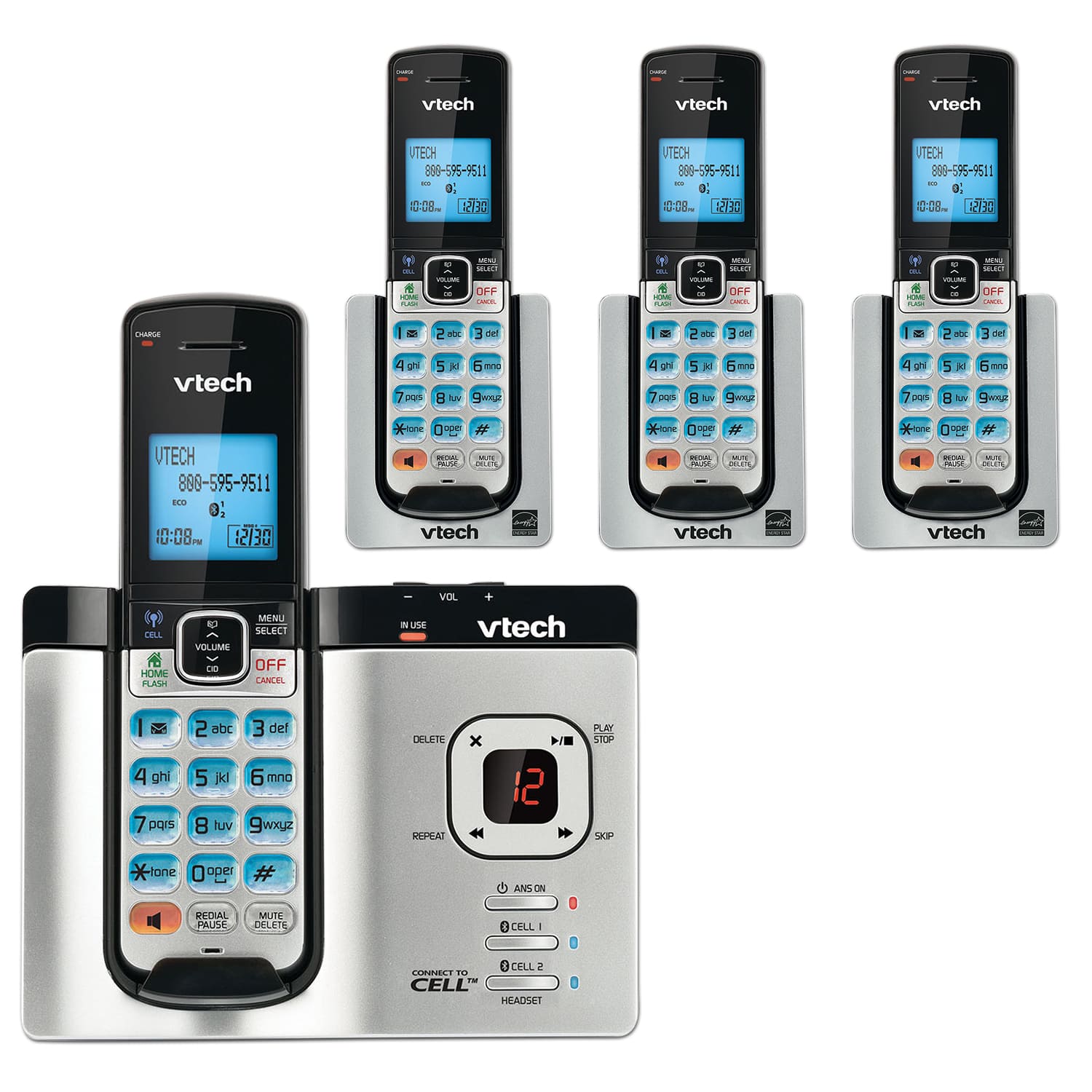 4 Handset Connect To Cell Phone System With Caller Id Call Waiting Ds6621 2 Two Ds6600 Vtech Cordless Phones