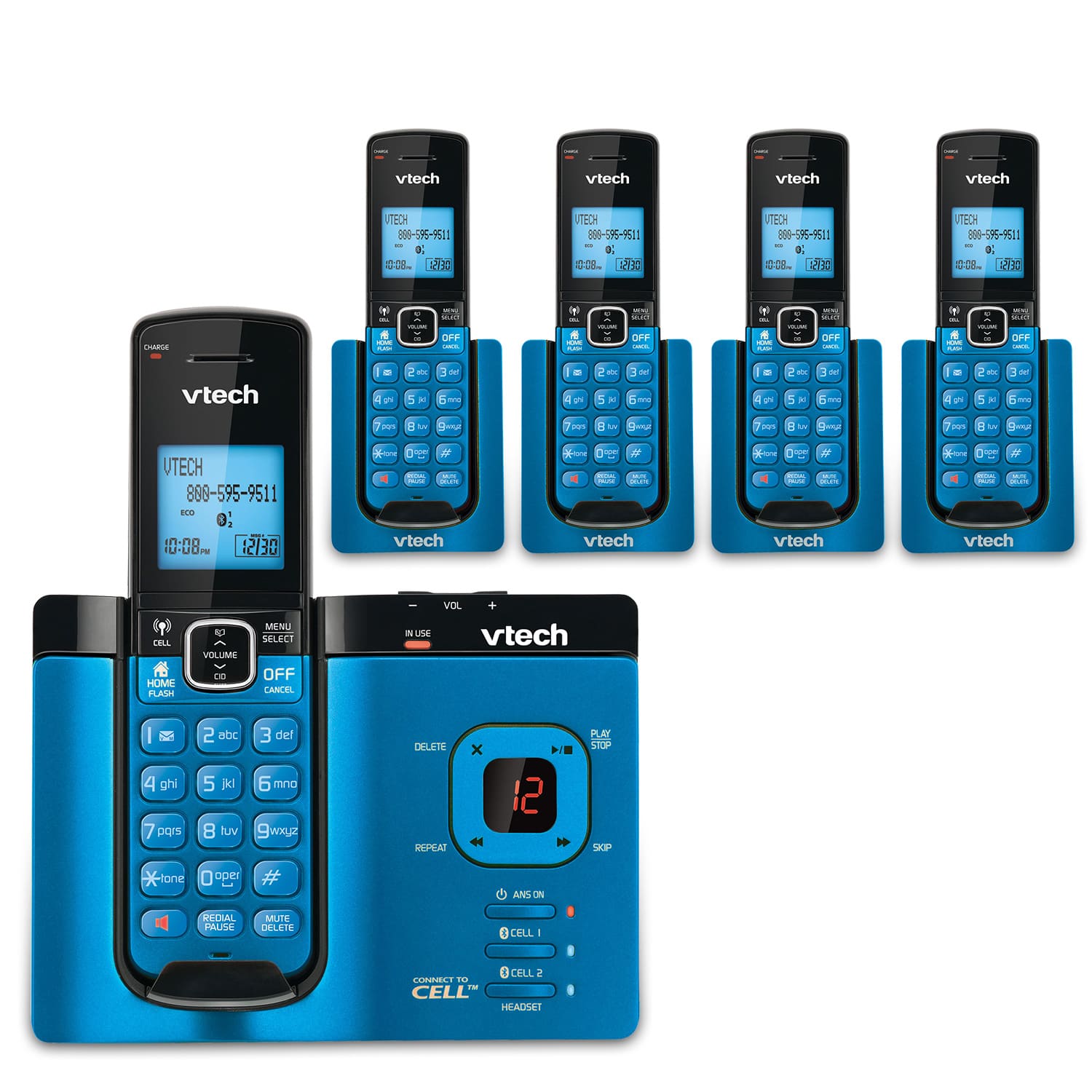 5 Handset Connect to Cell™ Phone System with Caller ID/Call Waiting