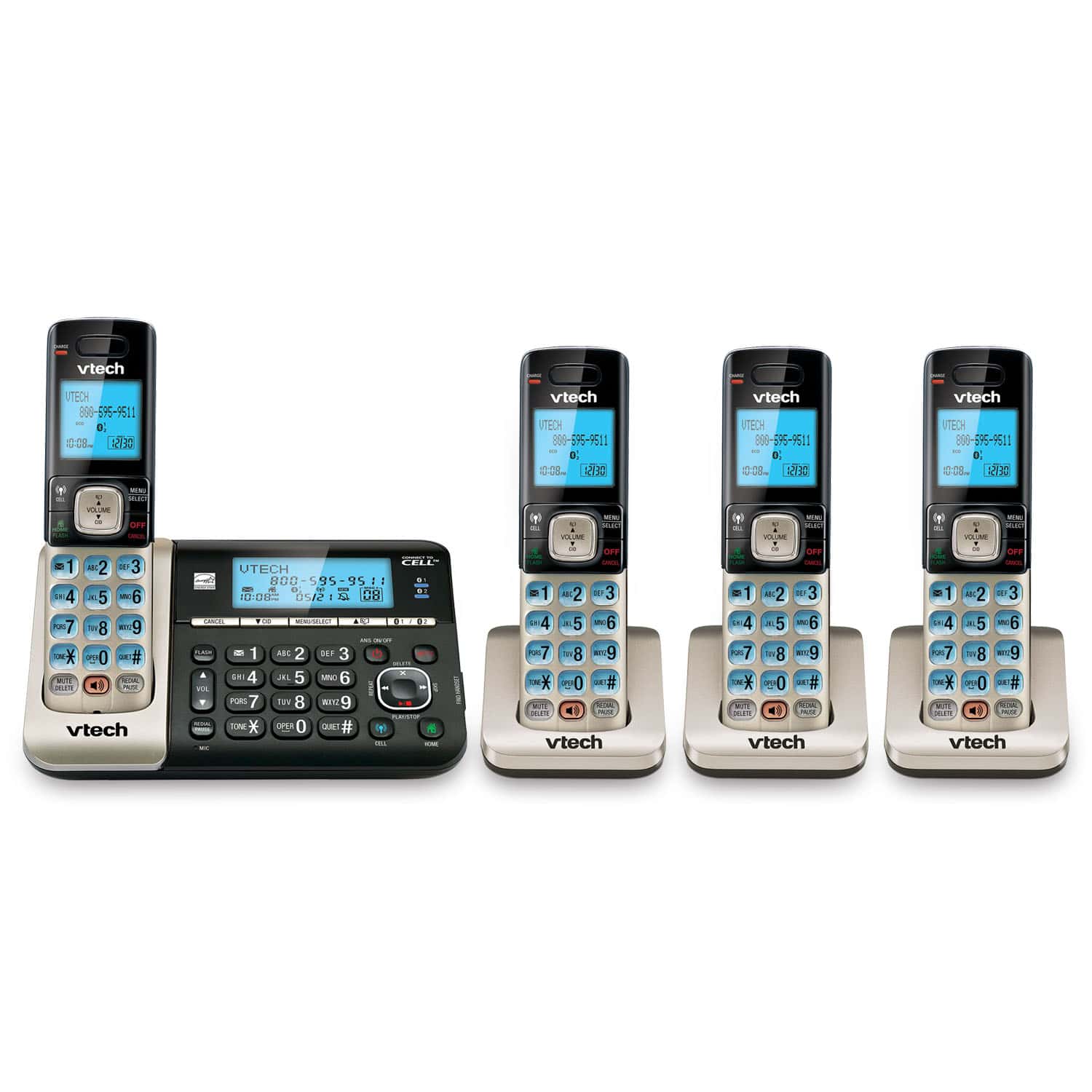 4 Handset Connect to Cell™ Answering System with Dual Caller ID/Call Waiting - view 1