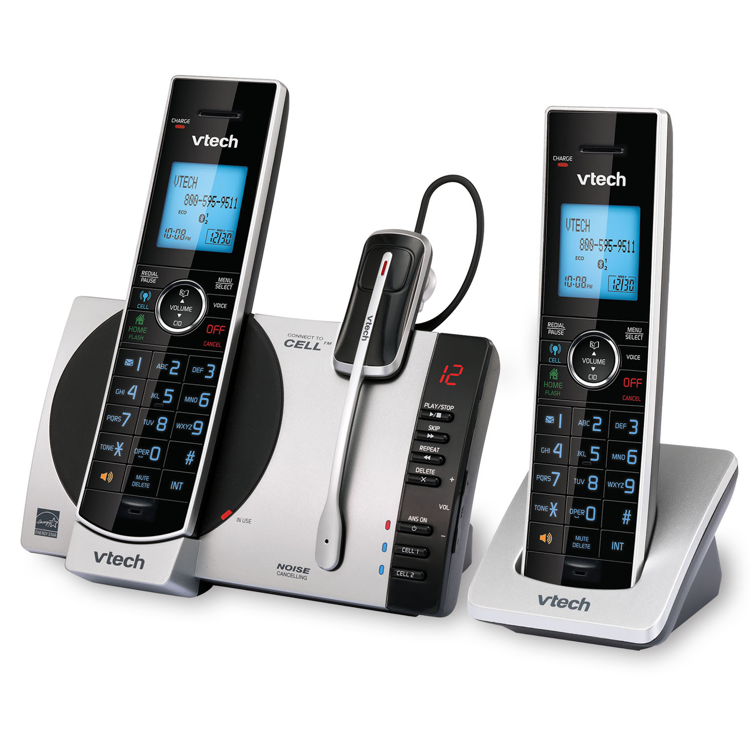 2 Handset Connect to Cell™  Answering System with Cordless Headset - view 2