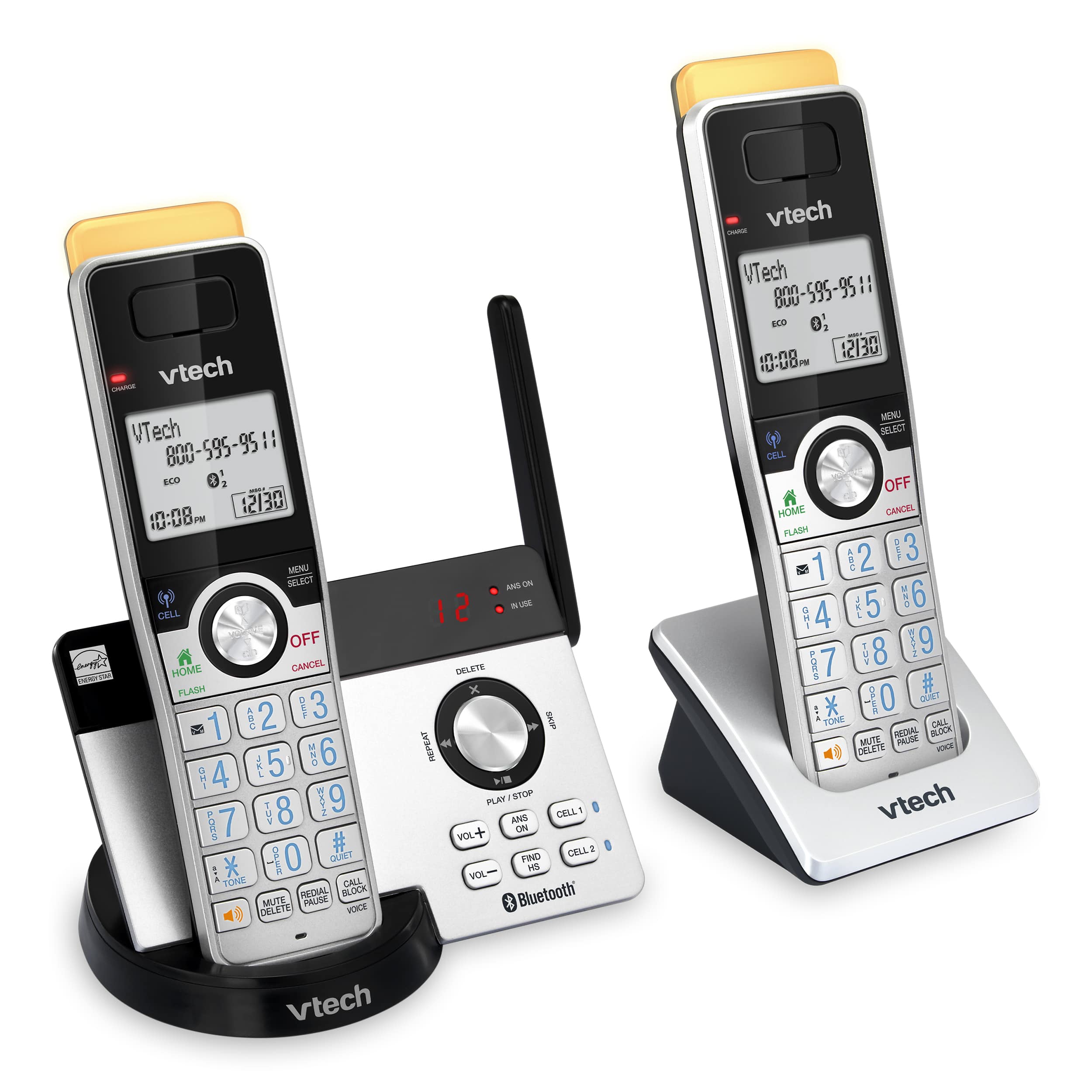 2-Handset Expandable Cordless Phone with Super Long Range, Bluetooth Connect to Cell, Smart Call Blocker and Answering System