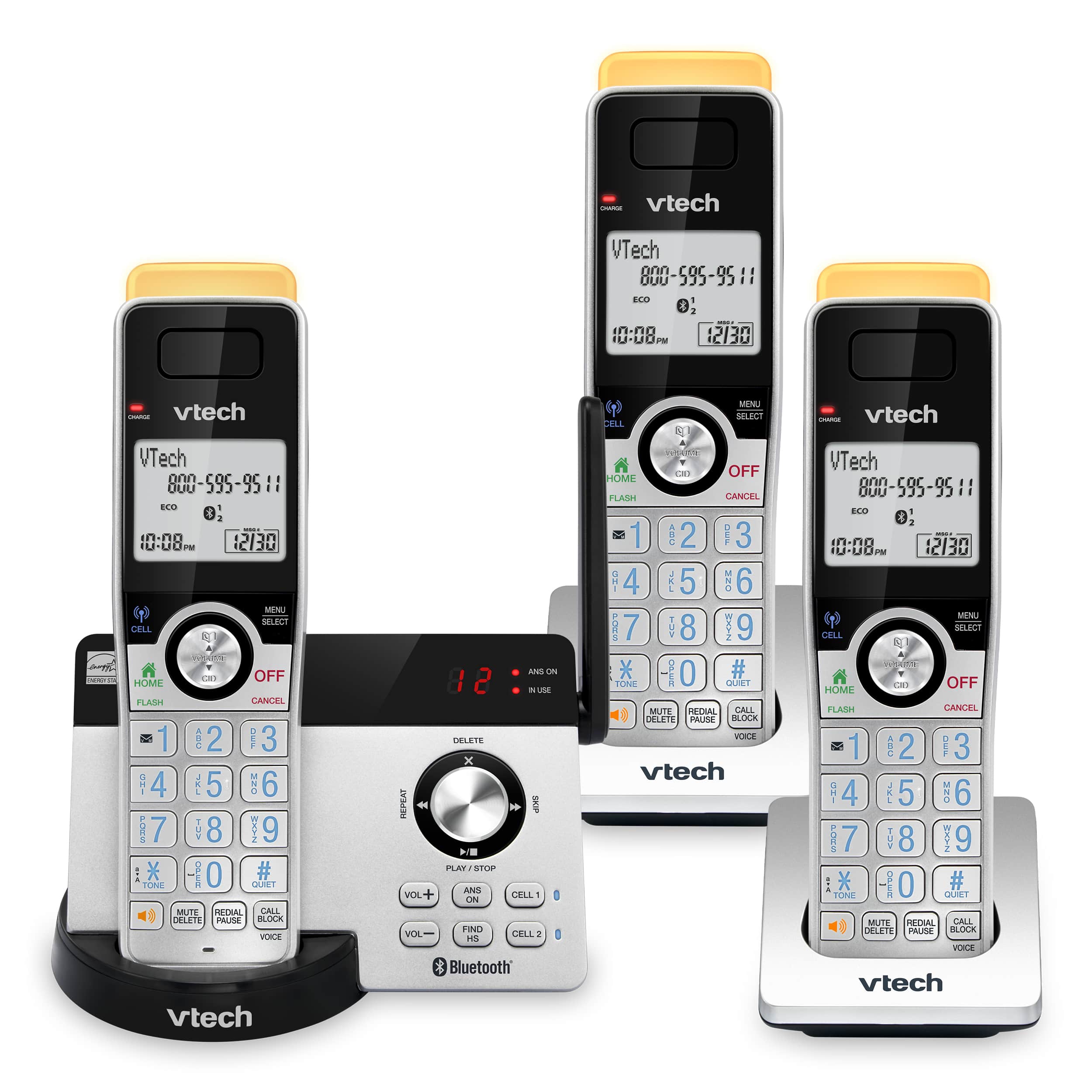 3-Handset Expandable Cordless Phone with Super Long Range, Bluetooth Connect to Cell, Smart Call Blocker and Answering System - view 1