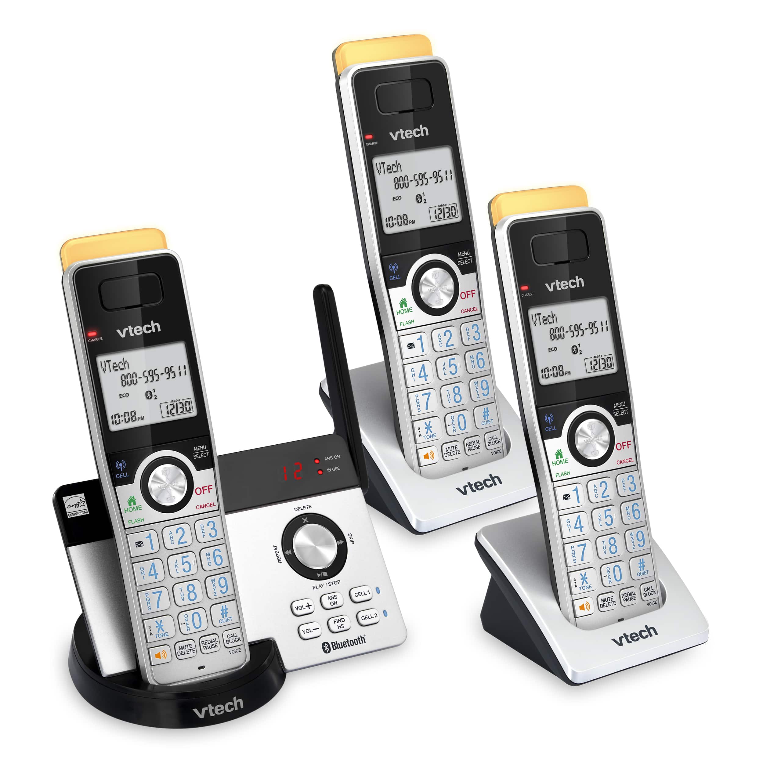 3-Handset Expandable Cordless Phone with Super Long Range, Bluetooth Connect to Cell, Smart Call Blocker and Answering System