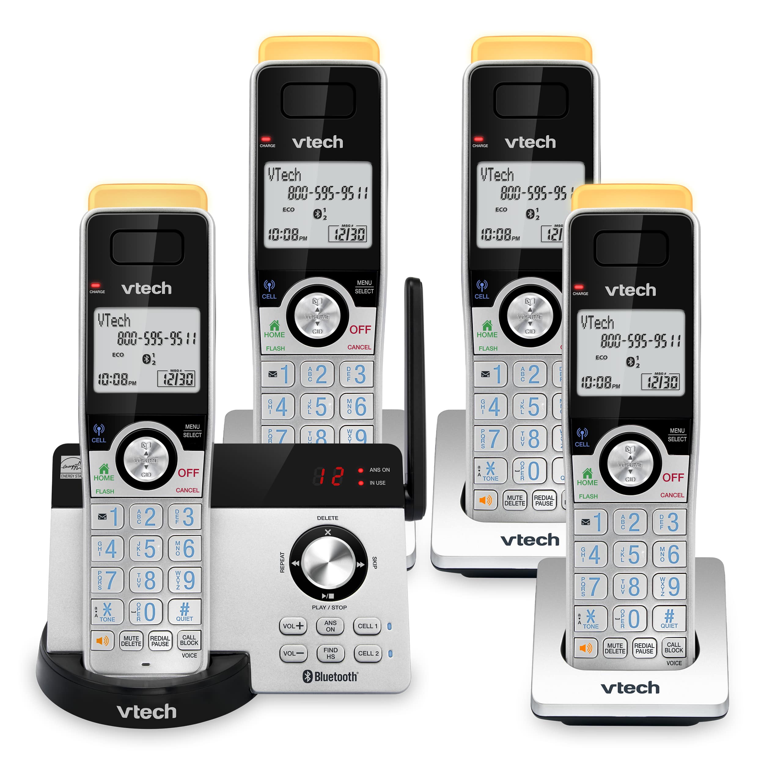 4-Handset Expandable Cordless Phone with Super Long Range, Bluetooth Connect to Cell, Smart Call Blocker and Answering System - view 1