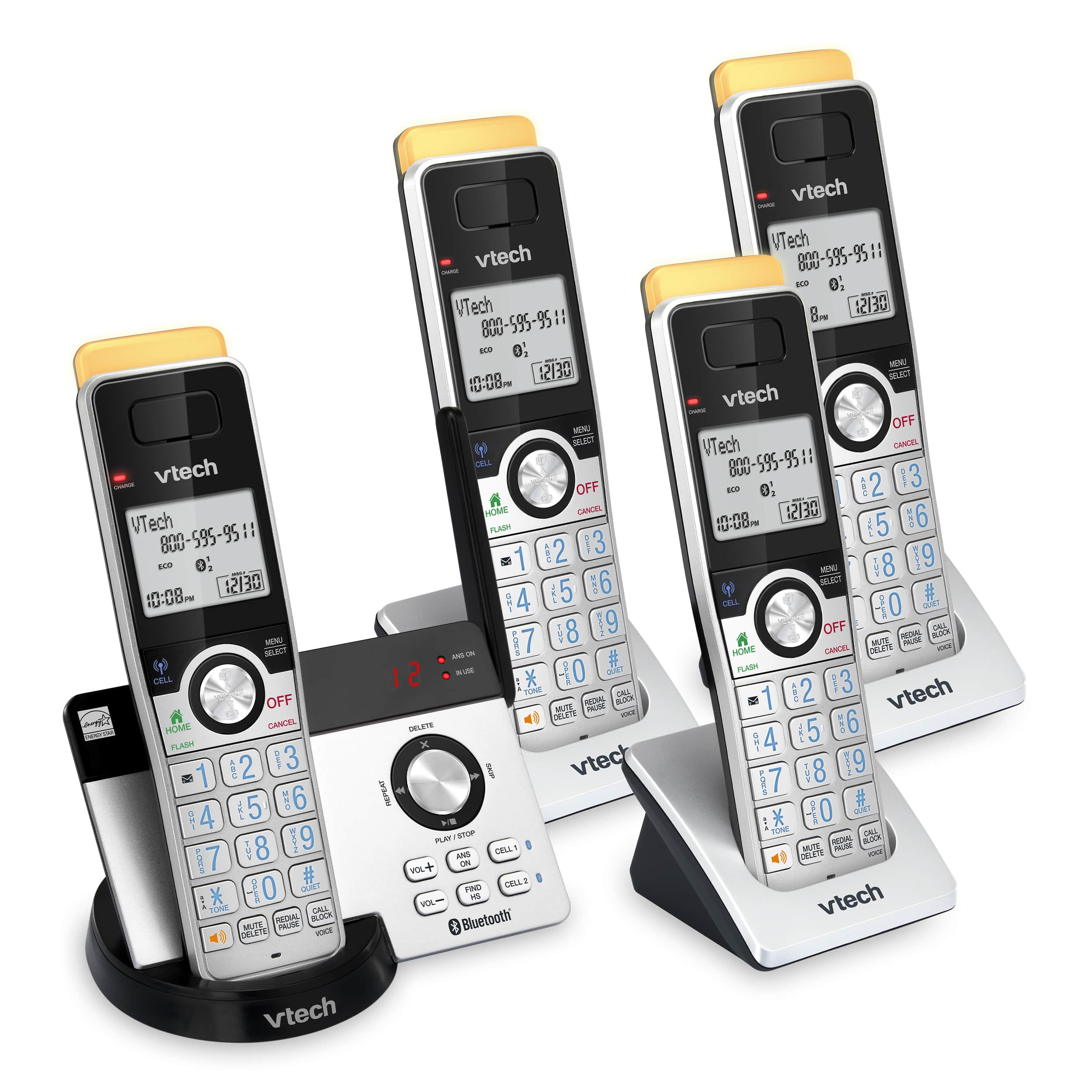 4-Handset Expandable Cordless Phone with Super Long Range, Bluetooth Connect to Cell, Smart Call Blocker and Answering System