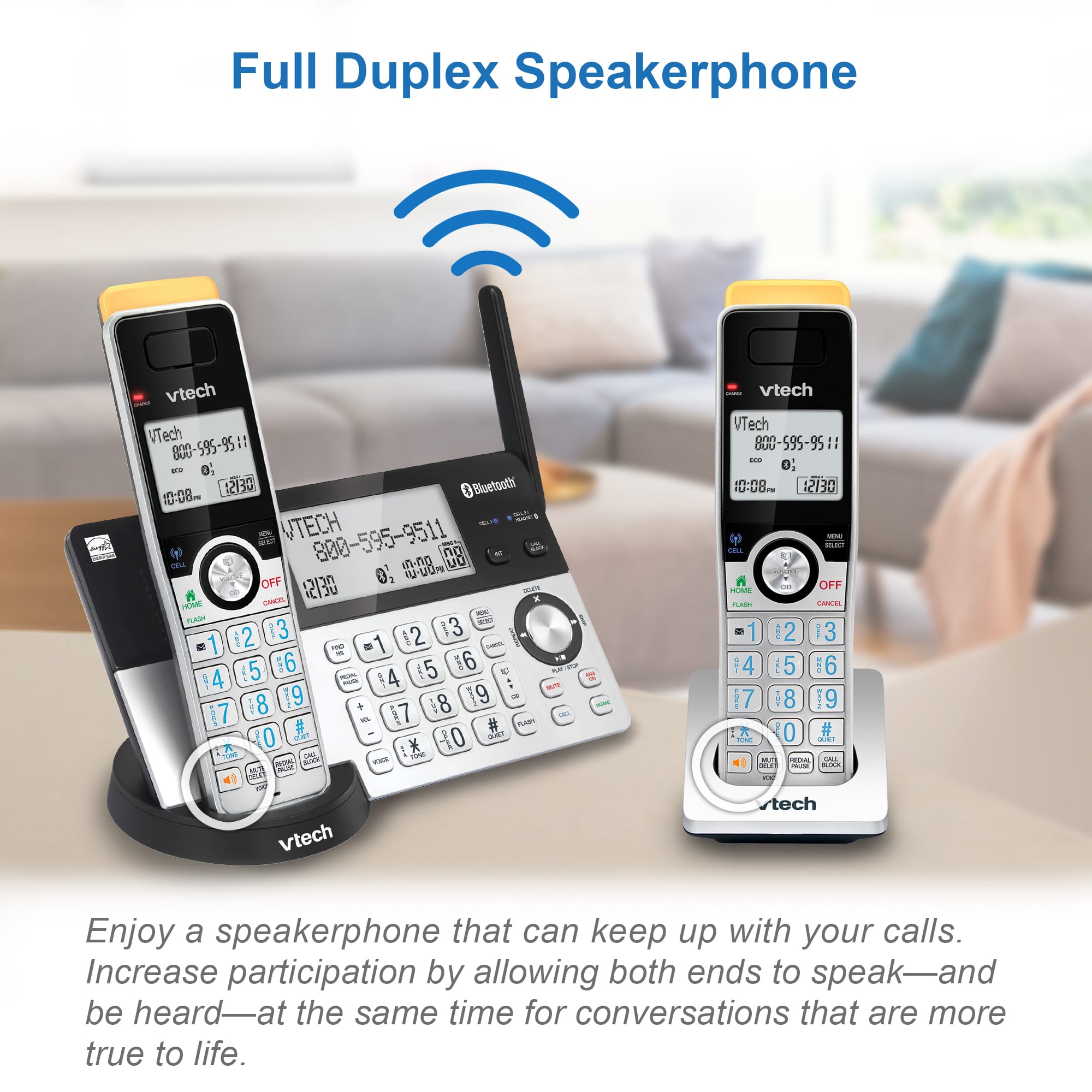 5-Handset Cordless Phone with Super Long Range, Bluetooth Connect to Cell, Smart Call Blocker and Answering System - view 3