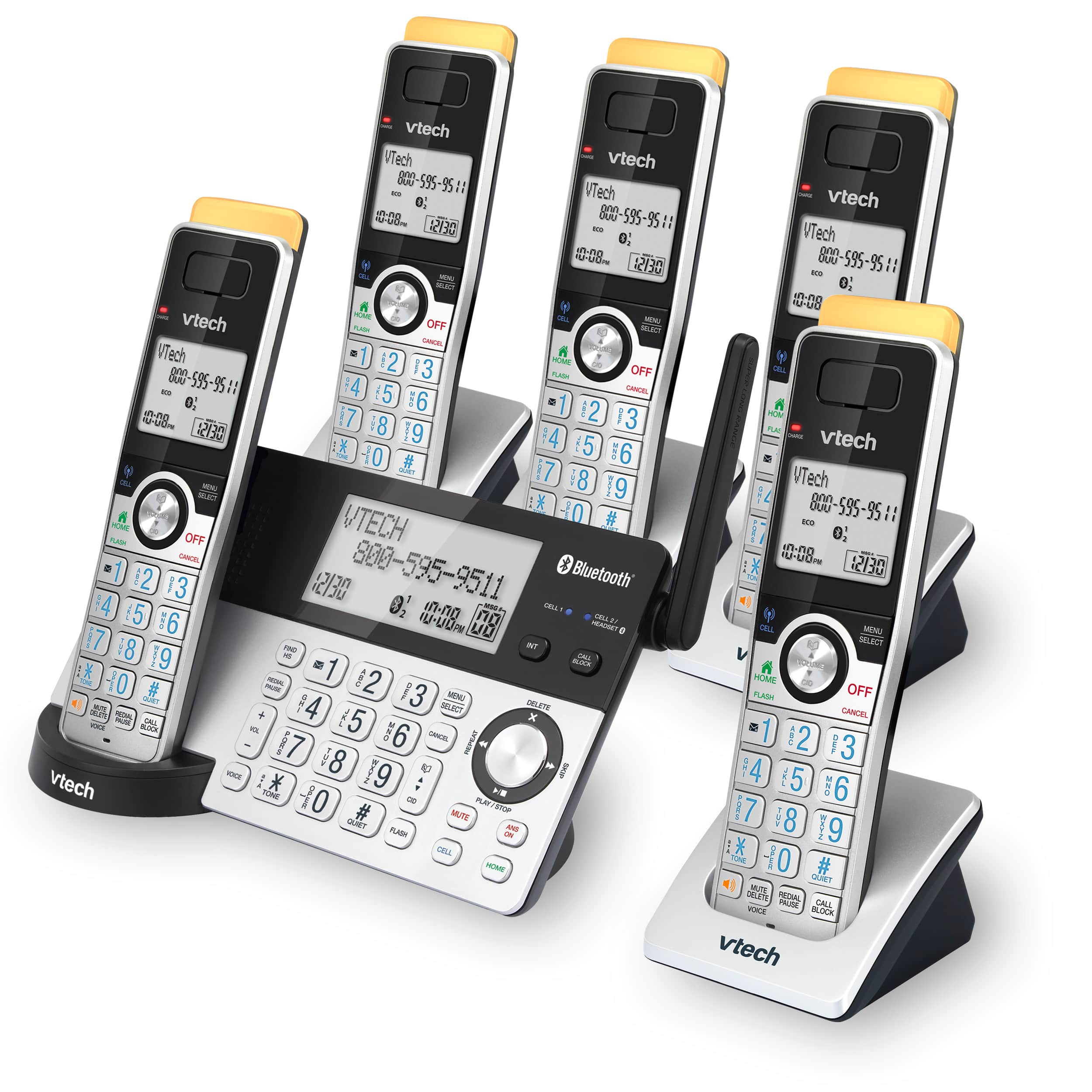 5-Handset Cordless Phone with Super Long Range, Bluetooth Connect to Cell, Smart Call Blocker and Answering System - view 8