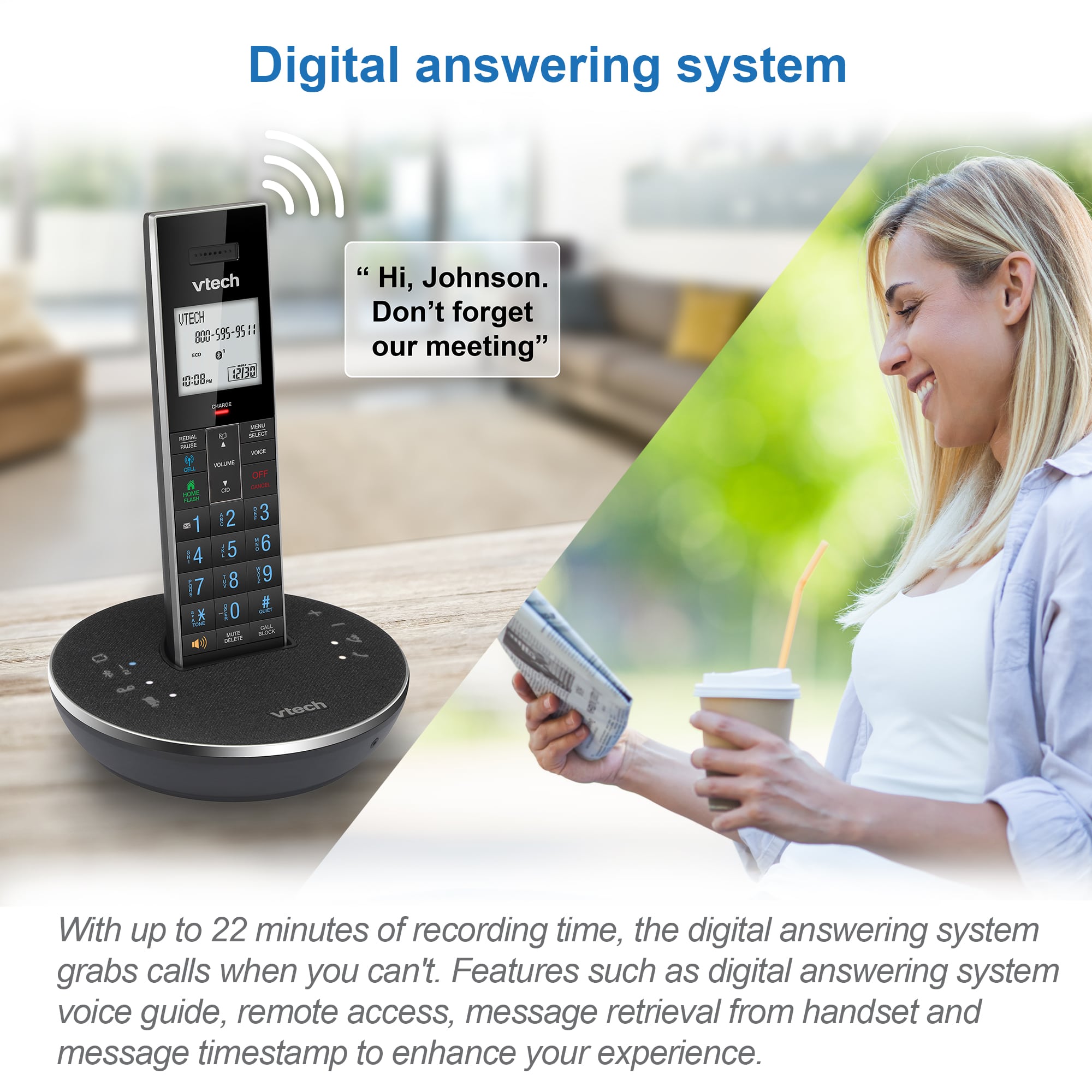 2 Handset  Connect to Cell™ Answering System with Bluetooth Speaker - view 8