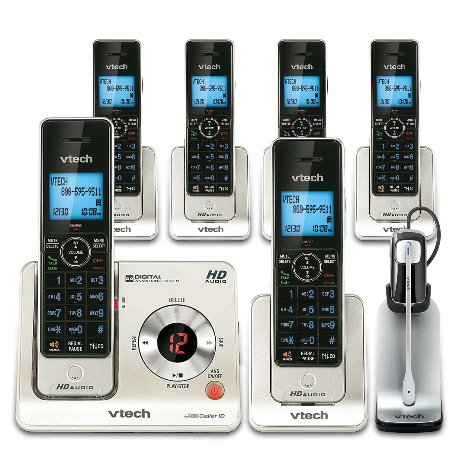 6 Handset Phone System with Cordless Headset - view 1