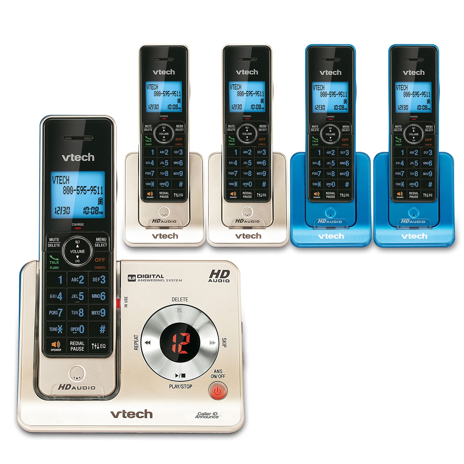 5 Handset Phone System with Caller ID/Call Waiting - view 1