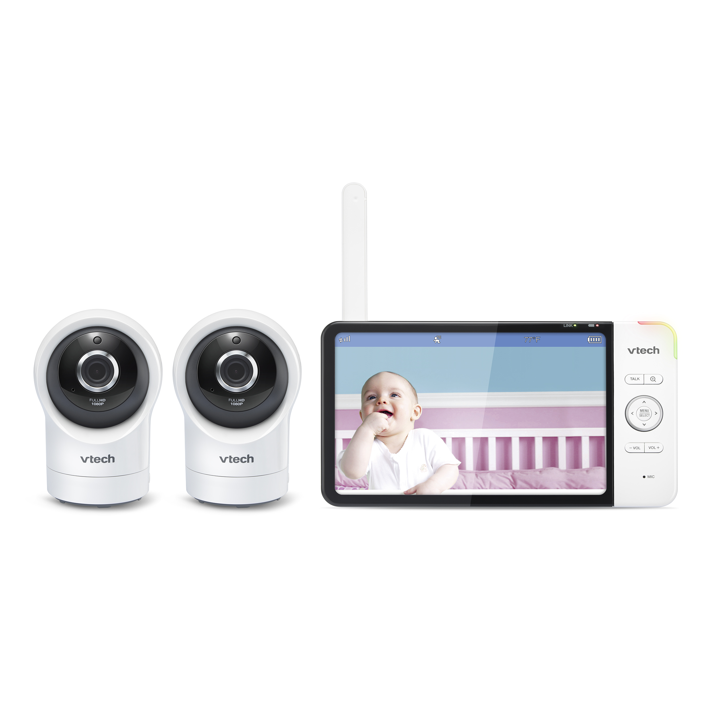 Wi-Fi Remote Access 2 Camera Video Baby Monitor with 7" display and 1080p HD 360 degree Panoramic Viewing Pan & Tilt Camera - view 1
