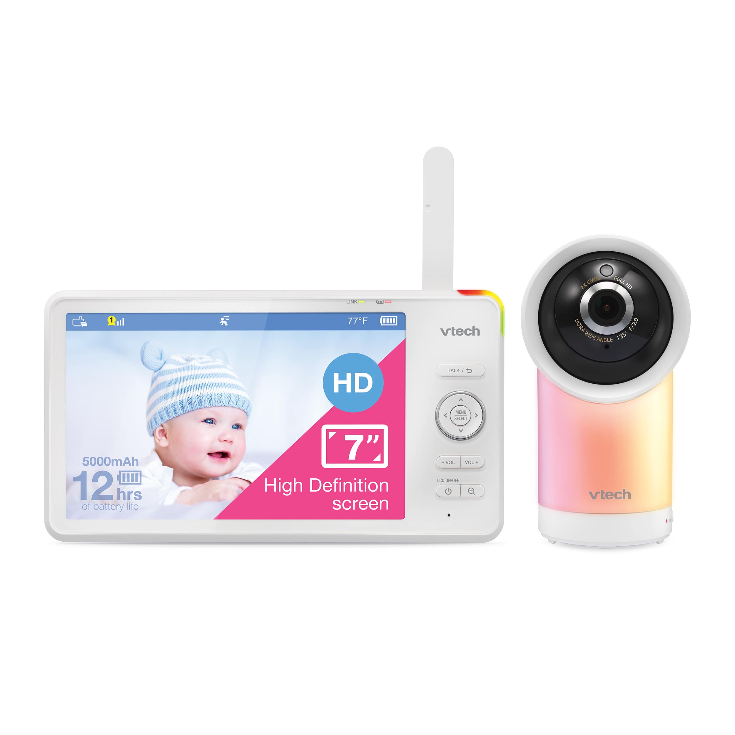1080p Smart WiFi Remote Access 360 Degree Pan & Tilt Video Baby Monitor with 7" High Definition 720p Display, Night Light - view 1