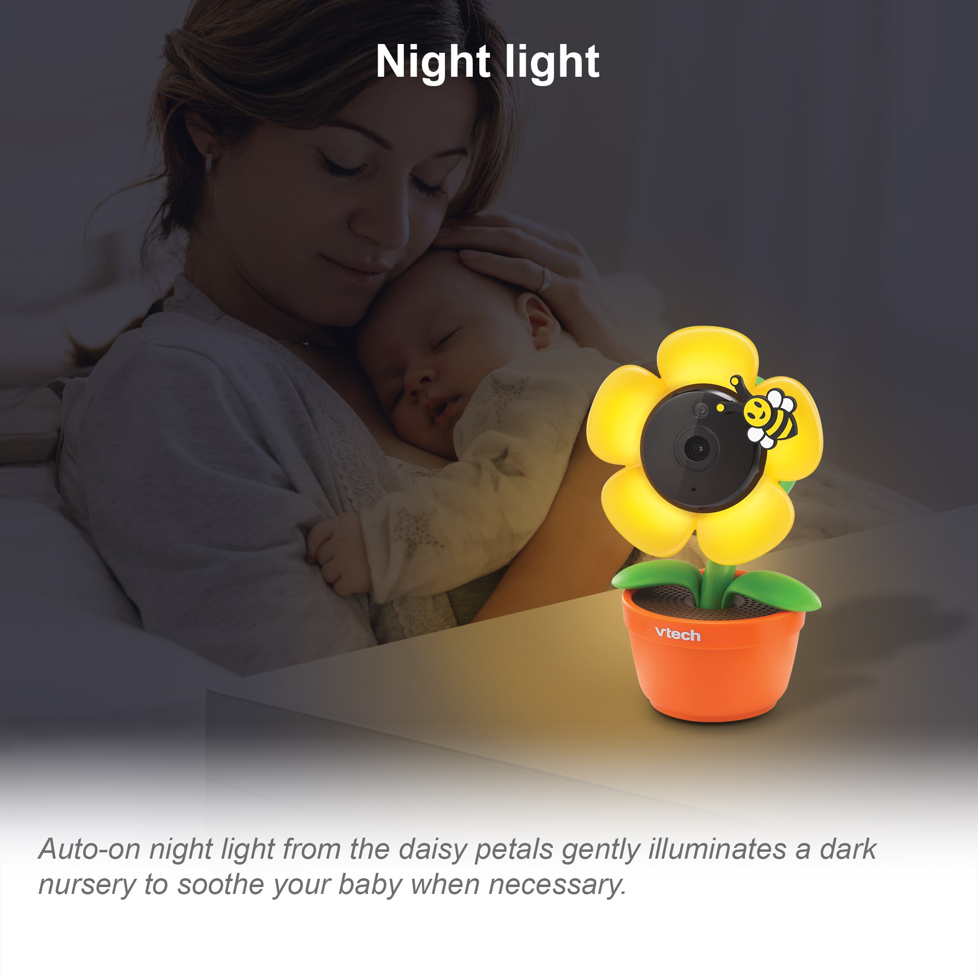 WiFi 1080p Yellow Daisy Baby Camera with Night Light - view 4