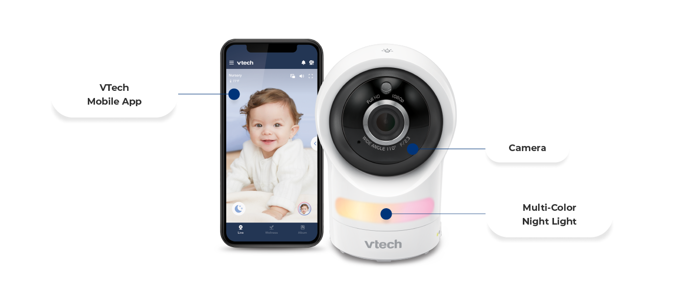 Camera, Multi-Color Night Light, Vtech Mobile App
